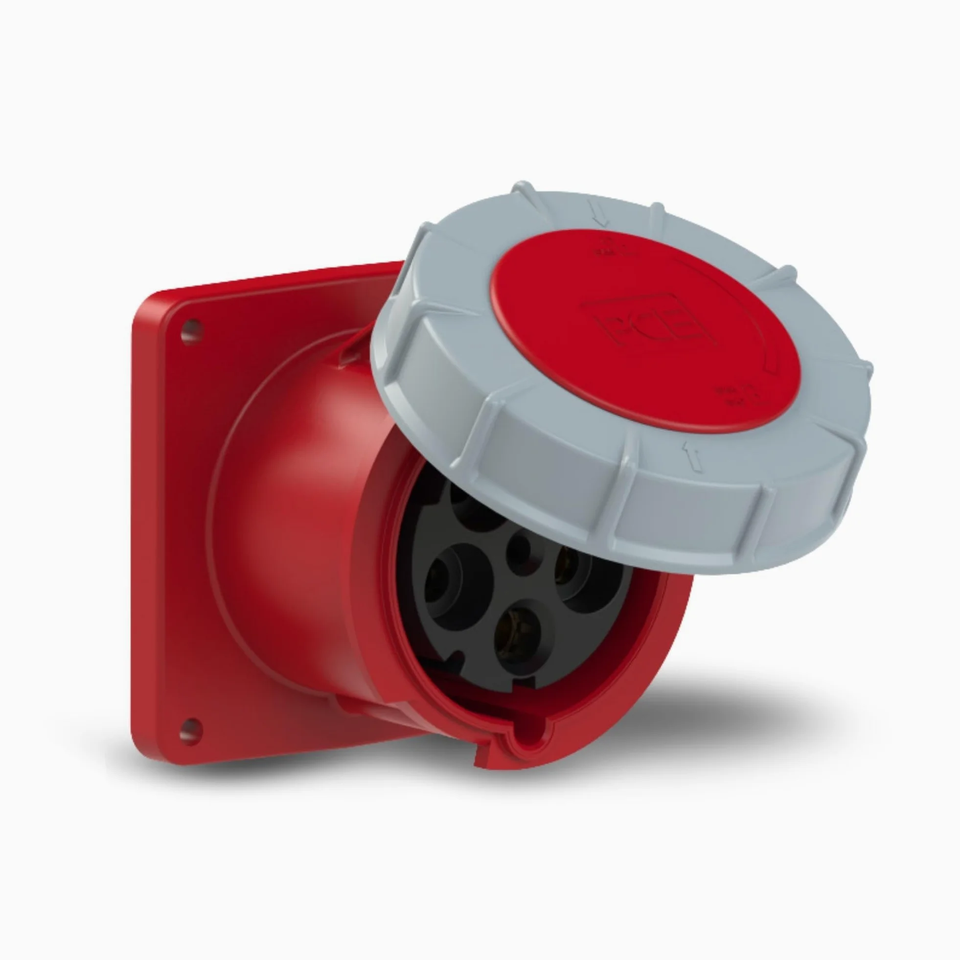 PCE Gniazdo CEE 125A 5p 400V IP67, Puszka Montażowa Prosta Power Twist | Wytrzymałe złącze przemysłowe 120x120 mm, obudowa PA6, styki lamelowe mosiężne, odporność na wodę i pył