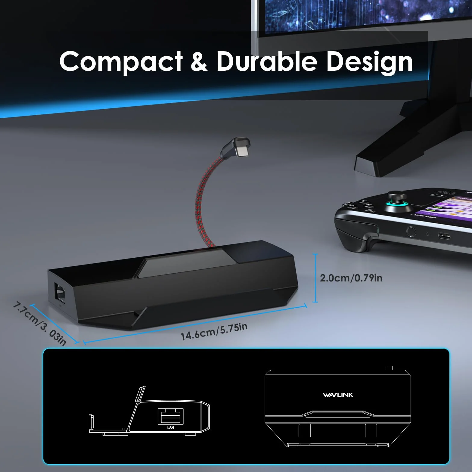 WAVLINK Stacja dokująca 6 w 1 do Steam Deck 4K 144 Hz HDMI 2.1 100 W PD USB 3.2 Gigabit RJ45
