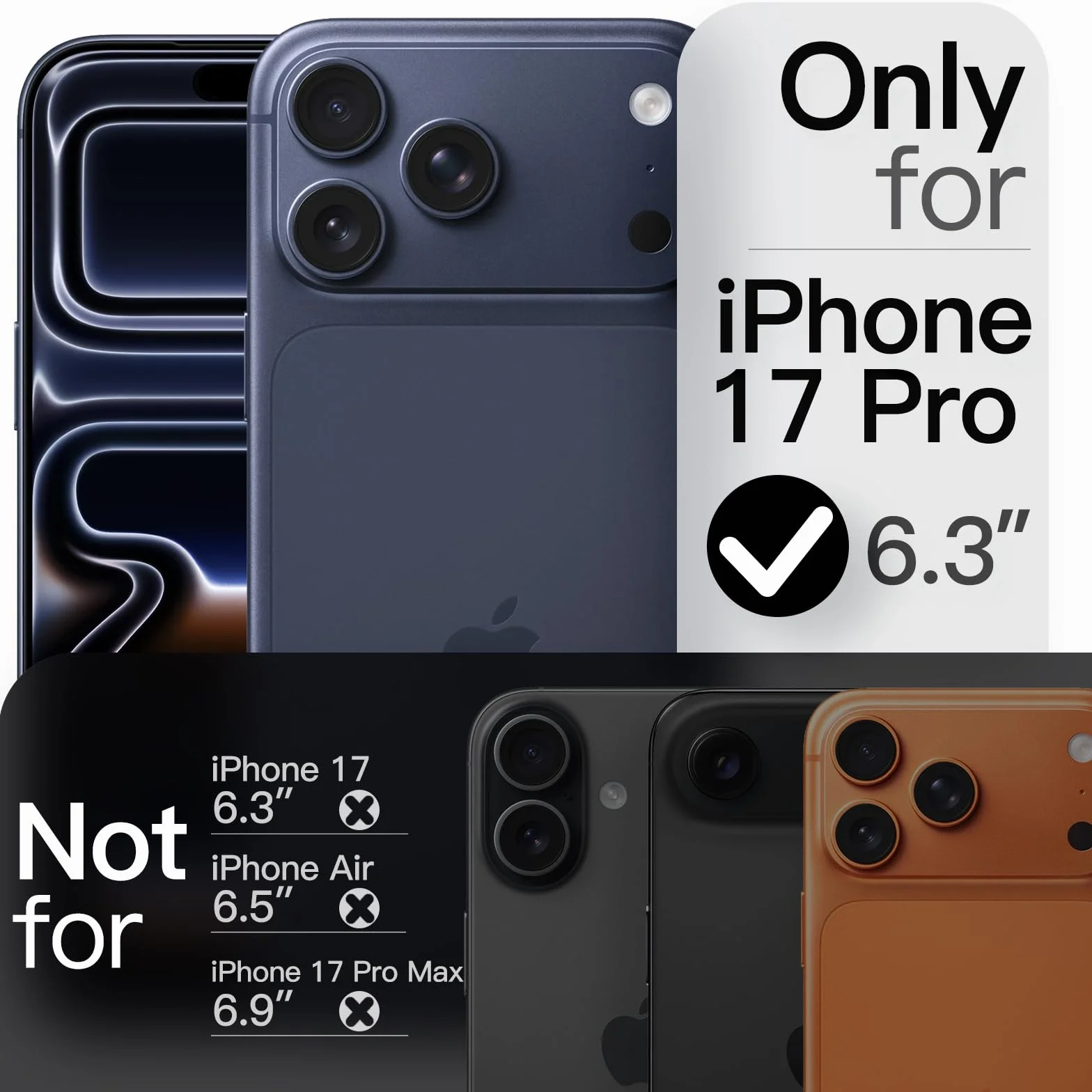 JETech Magnetyczne Szczupły Etui dla iPhone 17 Pro 6,3 Cala, Kompatybilne z MagSafe, Ultracienkie Minimalistyczne Osłona Telefon z Matowe i Pełną Ochroną Obiektywu Aparatu (Ciemnoniebieski)