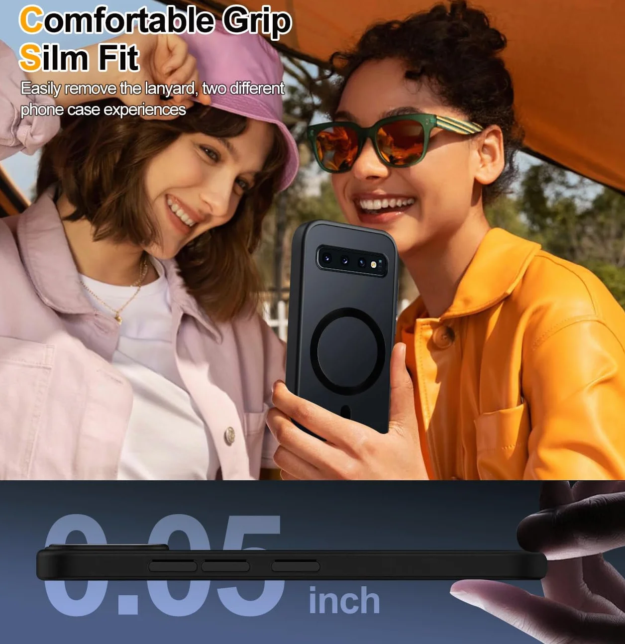Magnetyczne etui do Samsung Galaxy S10 Plus, kompatybilne z ładowaniem bezprzewodowym, matowe, czarne