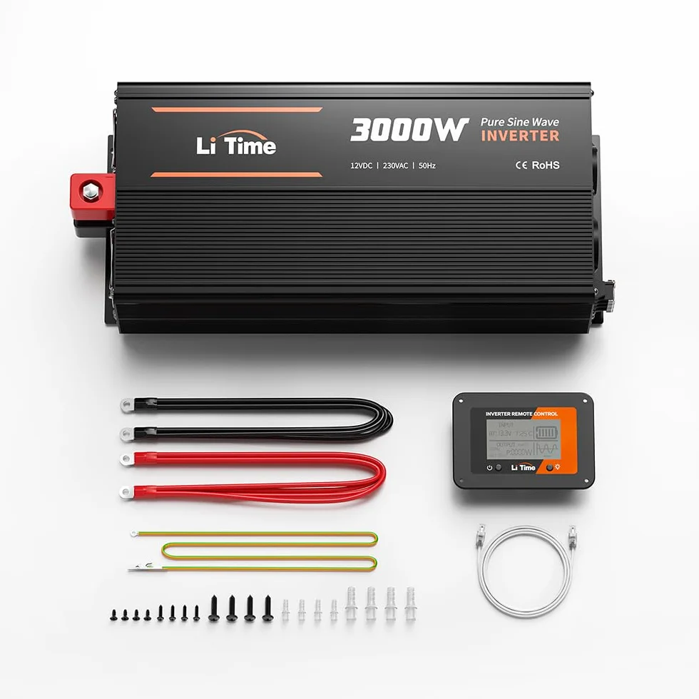 LiTime Falownik fali sinusoidalnej 3000 W 12 V DC na 230 V AC konwerter do kempingu