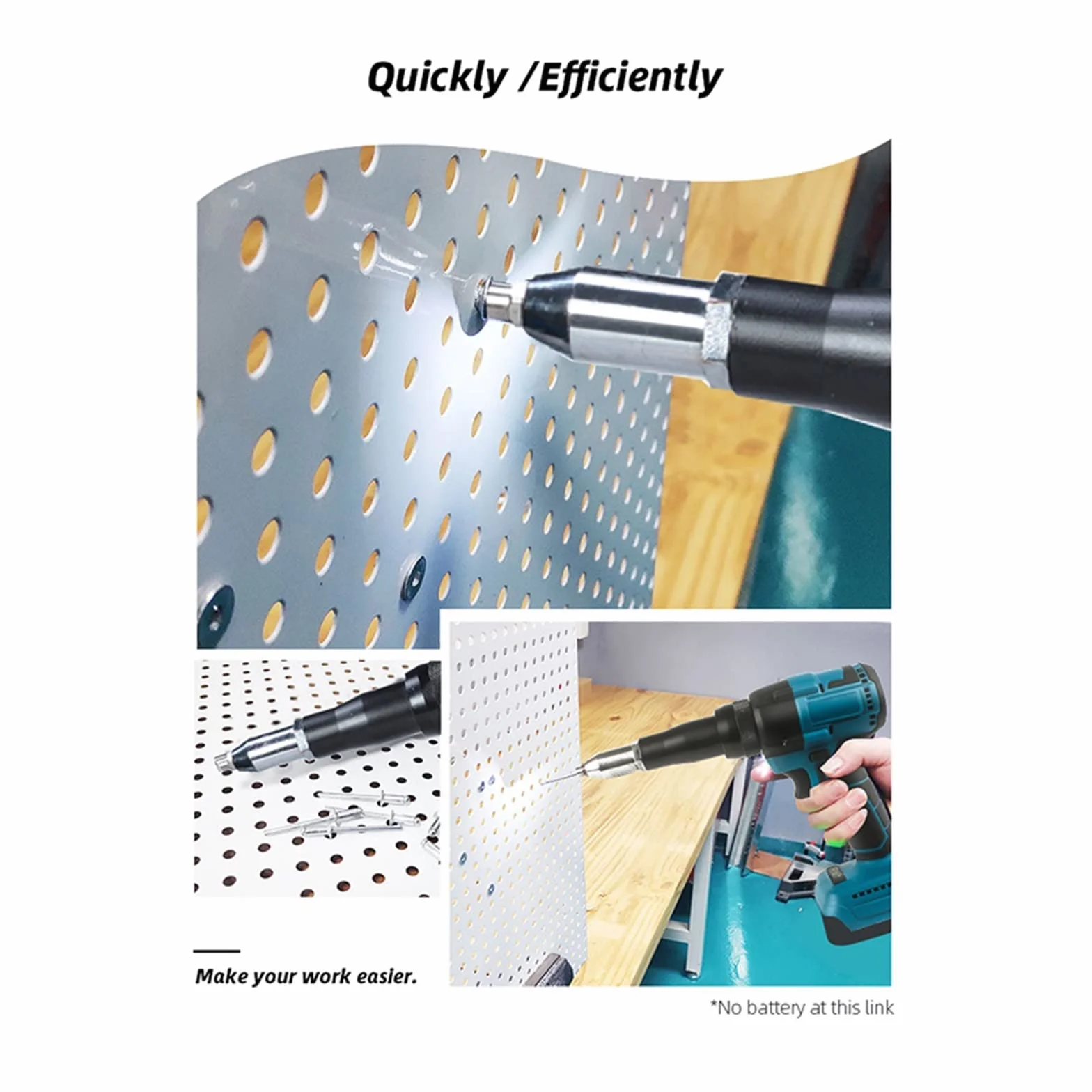 Bezprzewodowy elektryczny pistolet do nitowania elektronarzędzia domowe śrubokręt 2.4-4.8mm z diodą LED do akumulatora 18V (brak w zestawie)