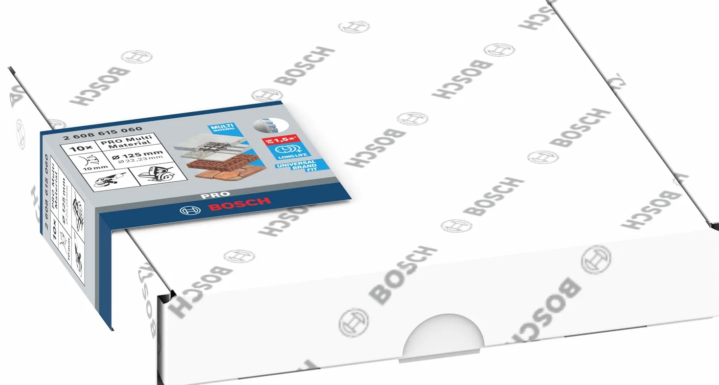 Bosch 10x Diamentowe tarcze tnące o długiej żywotności PRO Multi Material z otworem 22,23 mm (do Beton, Beton zbrojony, Ø 125 mm, Professional Akcesoria Mała szlifierka kątowa)