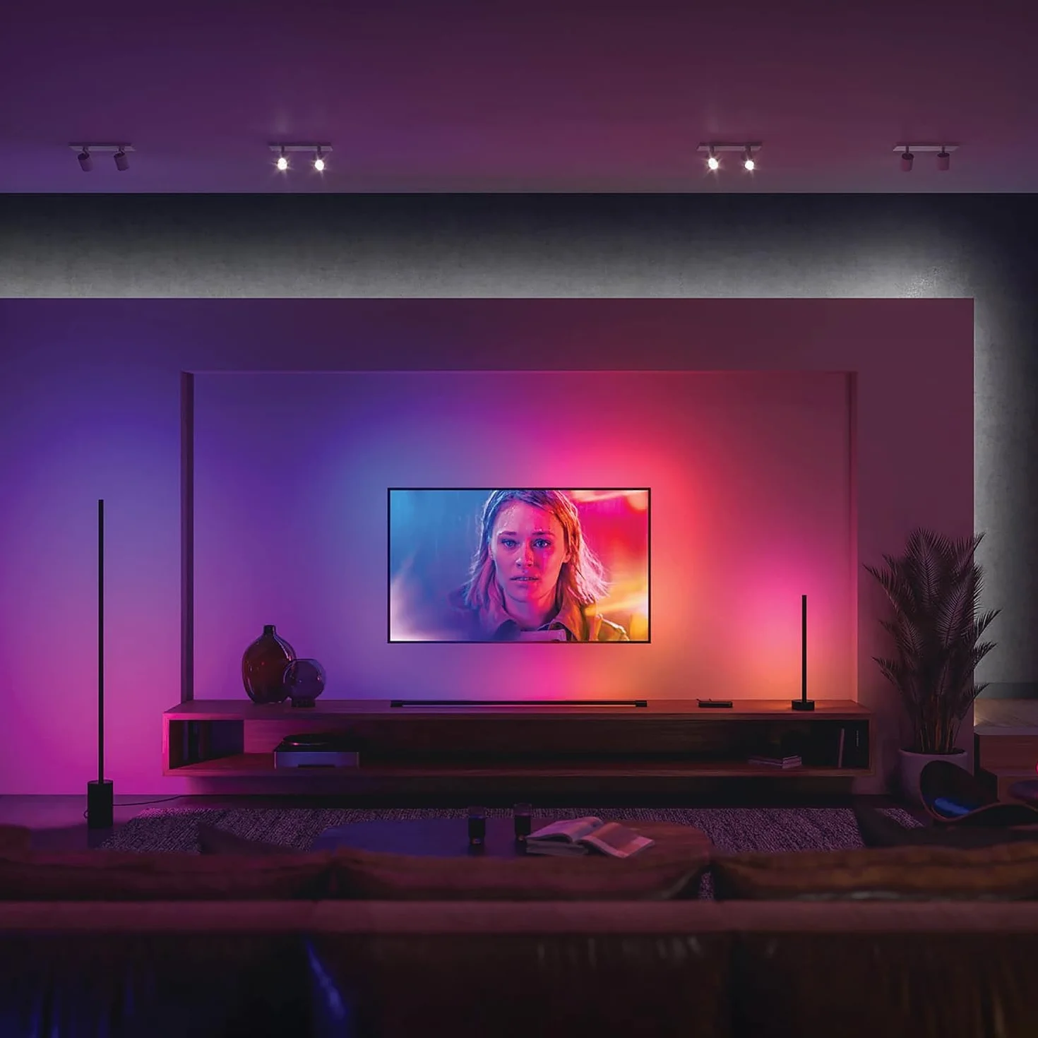 Philips Hue Lampa White and Color Ambiance Signe Gradient (czarna), Lampa Stojąca z Paletą 16 mln Kolorów i Możliwością Ściemniania, Inteligentne Oświetlenie Smart LED