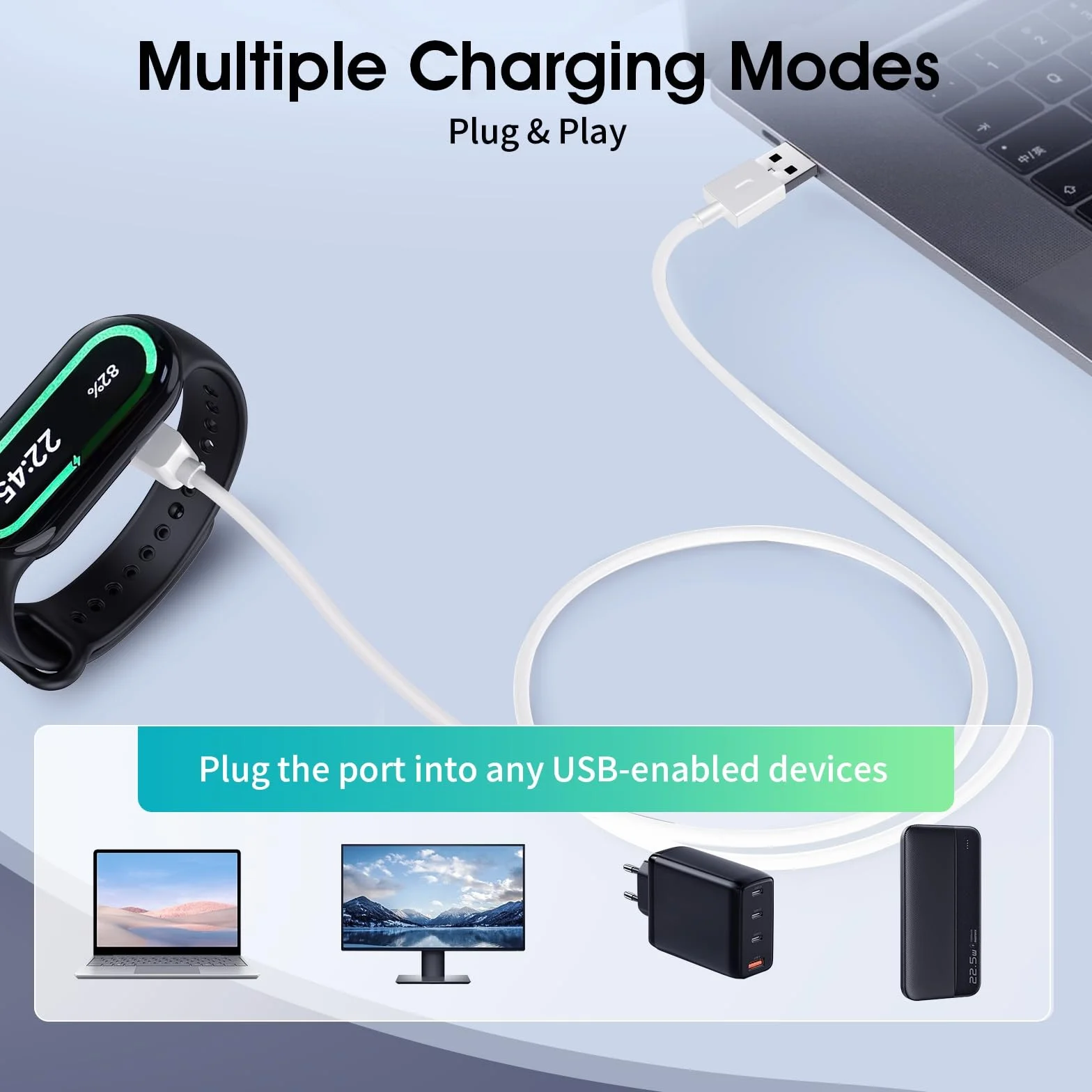 TiMOVO Charger Compatible with Redmi Watch 5/4 Xiaomi Smart Band 9 Magnetic USB Charging Cable 3.3ft 1m White