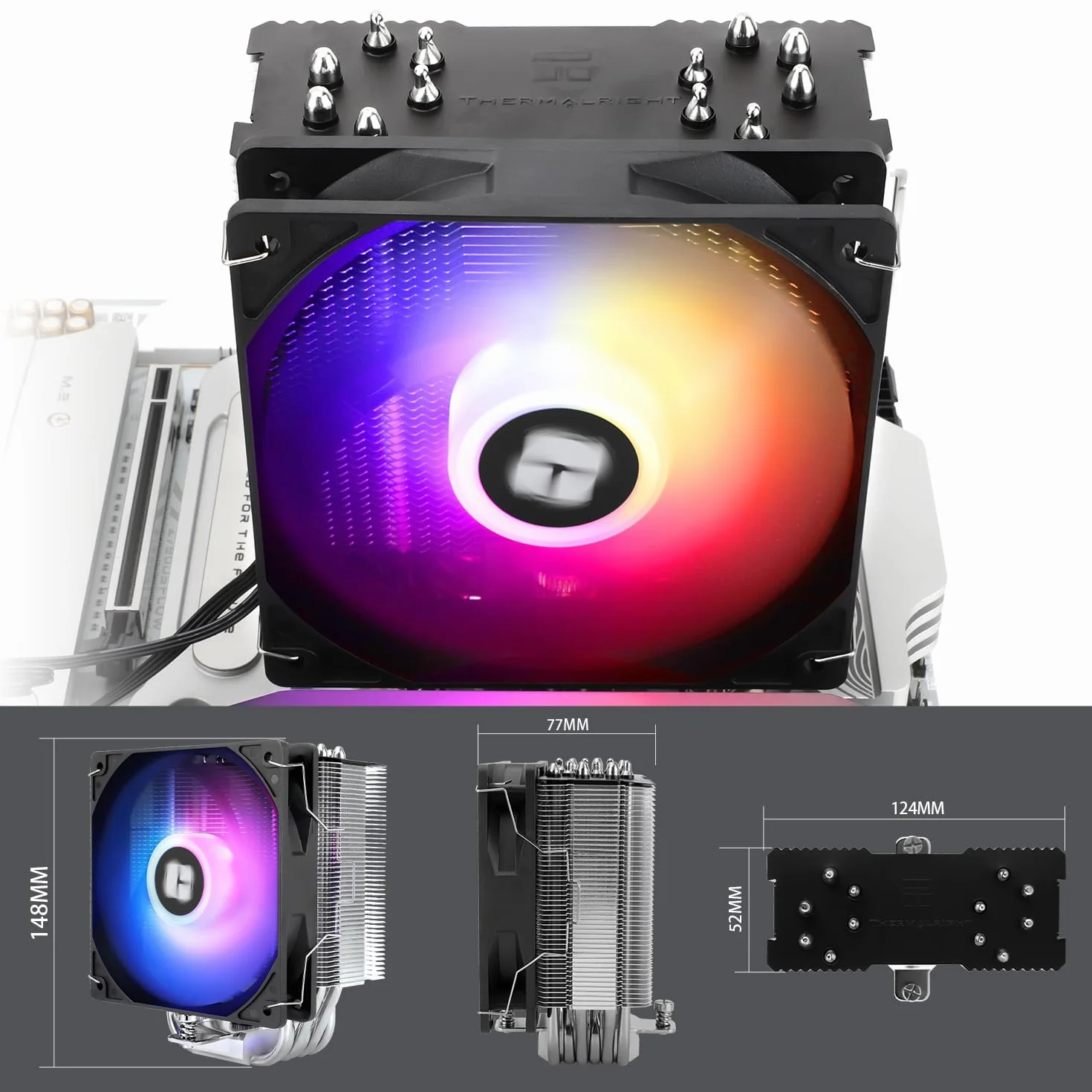 Thermalright Burst Assassin 120 SE ARGB chłodzenie procesora 6 rurek ciepła 120mm wentylator PWM 148mm AMD AM4 AM5 Intel LGA1851/1700/115x/1200