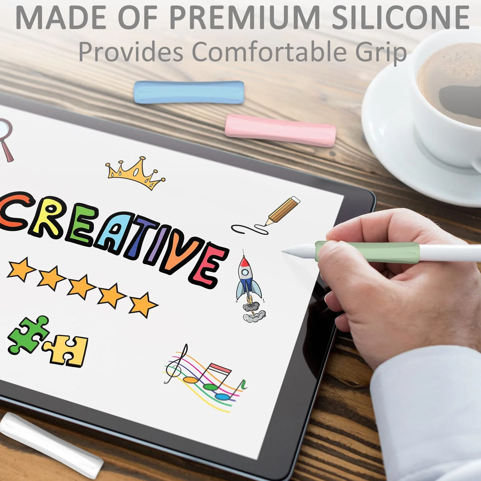 Silikonowy uchwyt do Apple Pencil Pro, 2. i 1. generacji, USB-C - Ergonomiczna osłona