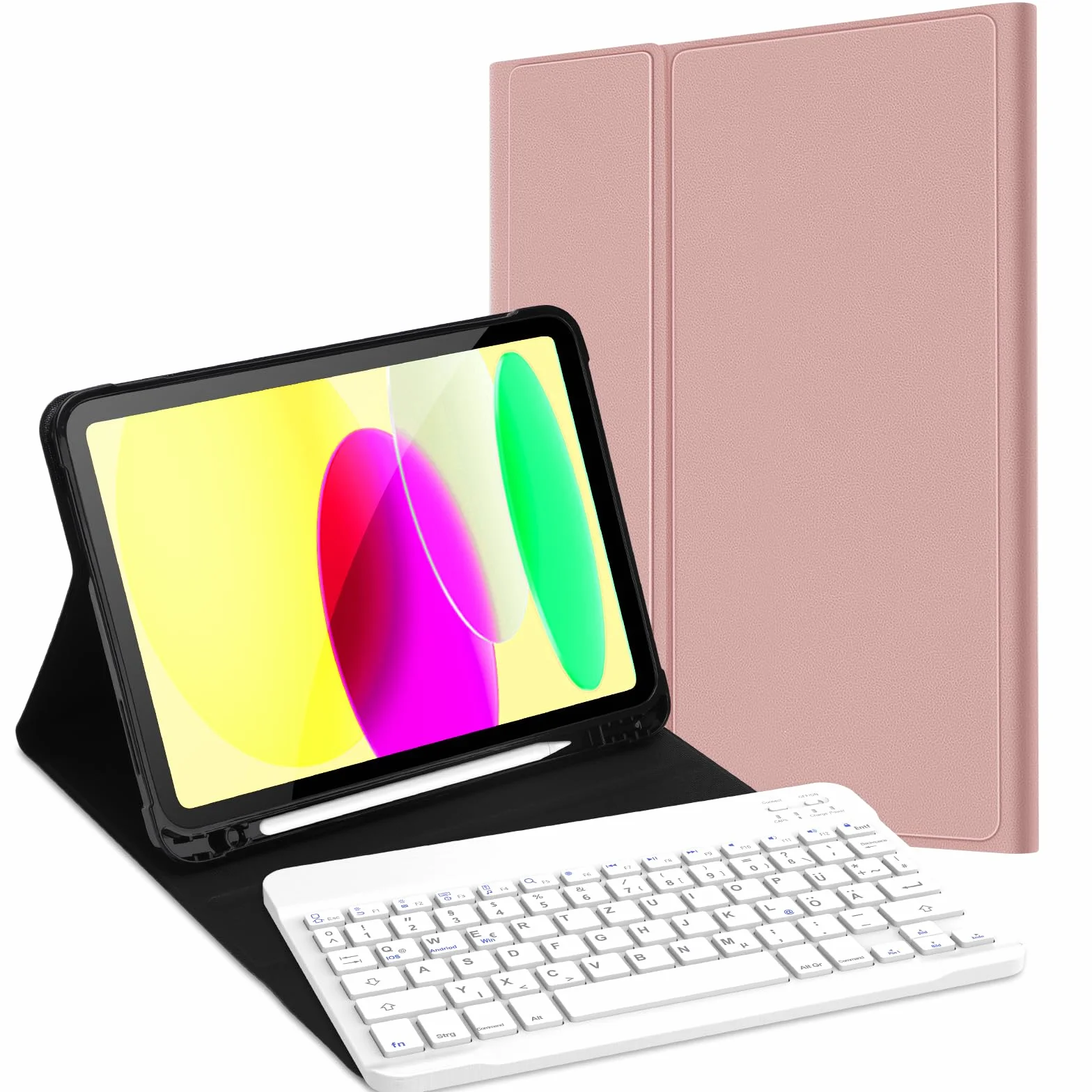 JADEMALL Etui na iPad 10 generacji z klawiaturą - etui na klawiaturę do iPad 10 generacji 2022, magnetyczna klawiatura QWERTZ Bluetooth, czarne