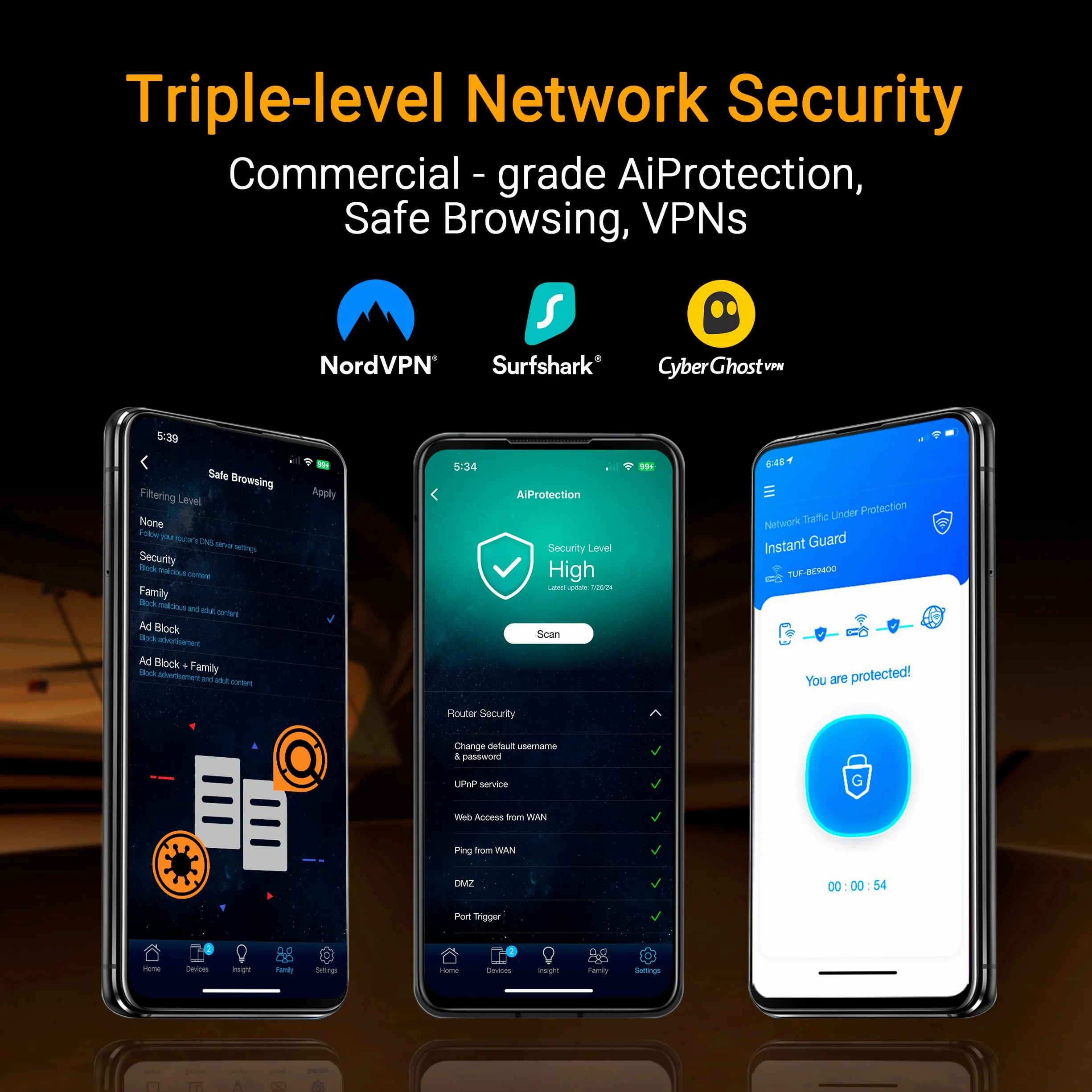ASUS TUF Gaming BE9400 Tri Band WiFi 7 (802.11be) Extendable Router gamingowy (cztery porty 2.5G, 3-stopniowe przekierowanie portów, Smart Home Master, obsługa AiMesh i AiProtection dla bezpieczeństwa