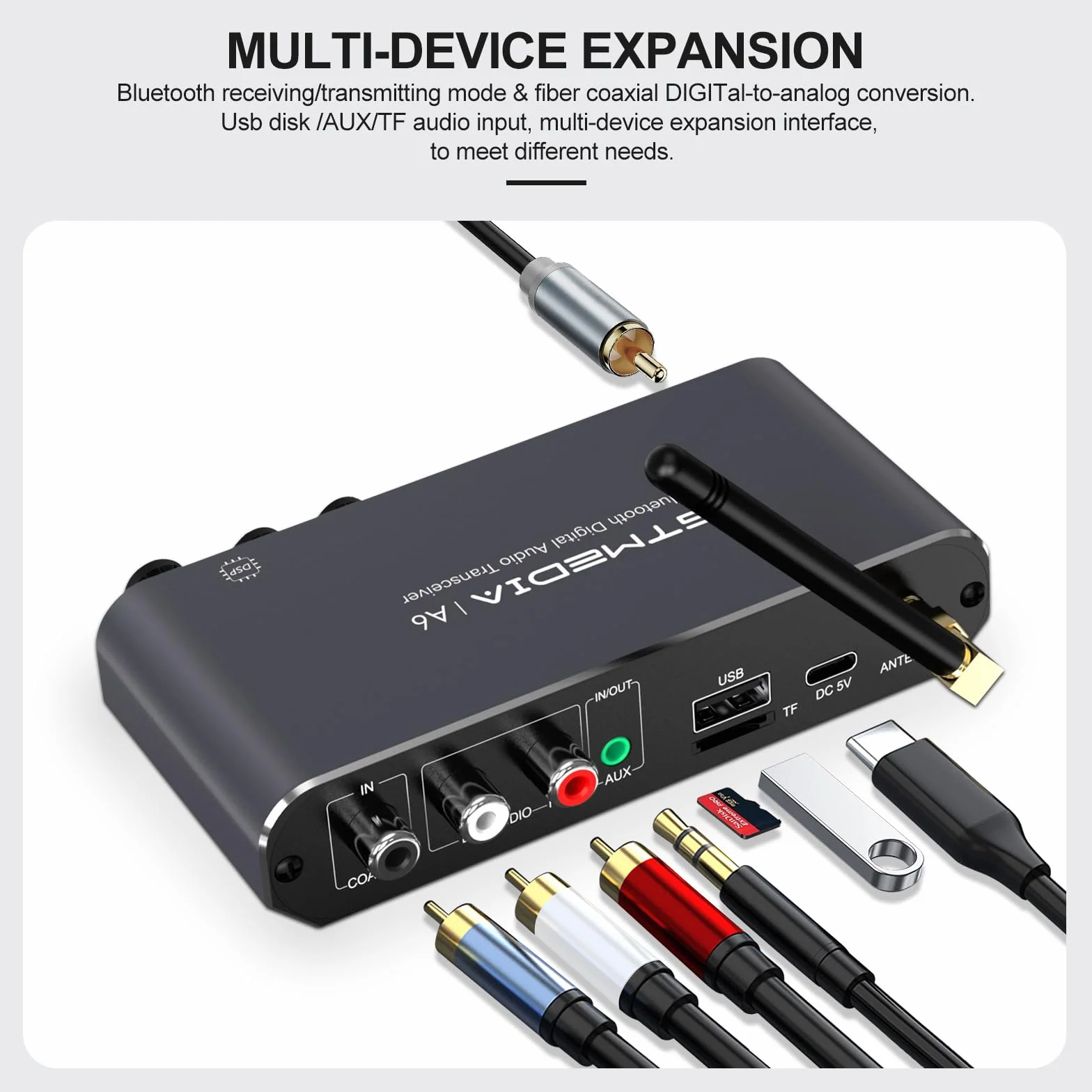 Odbiornik Bluetooth 5 w 1 Do Telewizora, Niskie Opóźnienie, Adapter Audio HD, Muzyka Bezprzewodowa HiFi