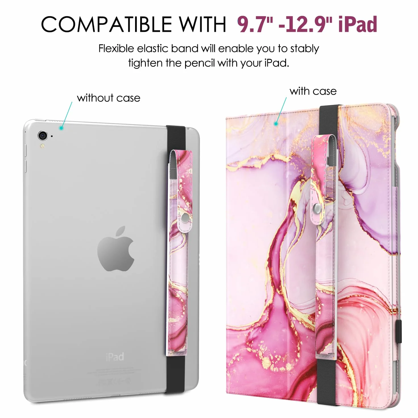 MoKo Apple Pencil Pro Holder PU Leather iPad Pencil Sleeve with Buckle Elastic Band