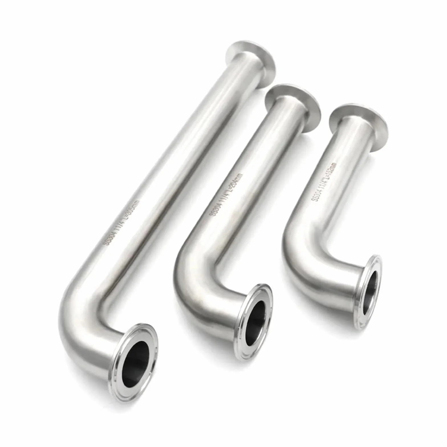 Revive Furniture Złączka do rur sanitarnych Homebrew 304/316L ze stali nierdzewnej 90 stopni Tri Clamp, z długim przedłużeniem, 25, 38, 51 mm, 1"1,25"1,5"2"(OD51x64,L457MM_SS316L)