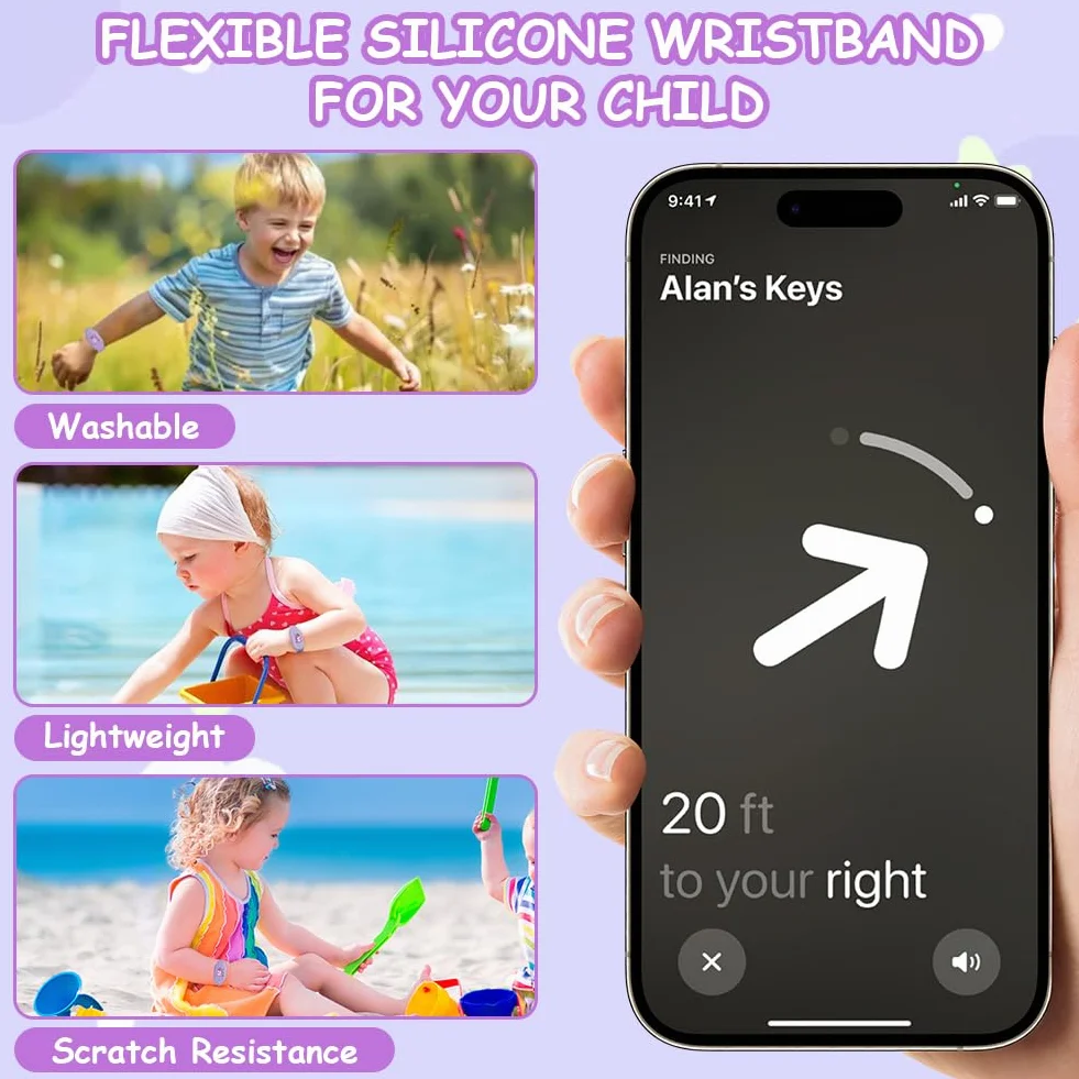 Ainiv Cute Silikonowy Uchwyt na Bransoletkę Galaxy SmartTag 2, Kompatybilny z Samsung Smart Tag 2, Fioletowy