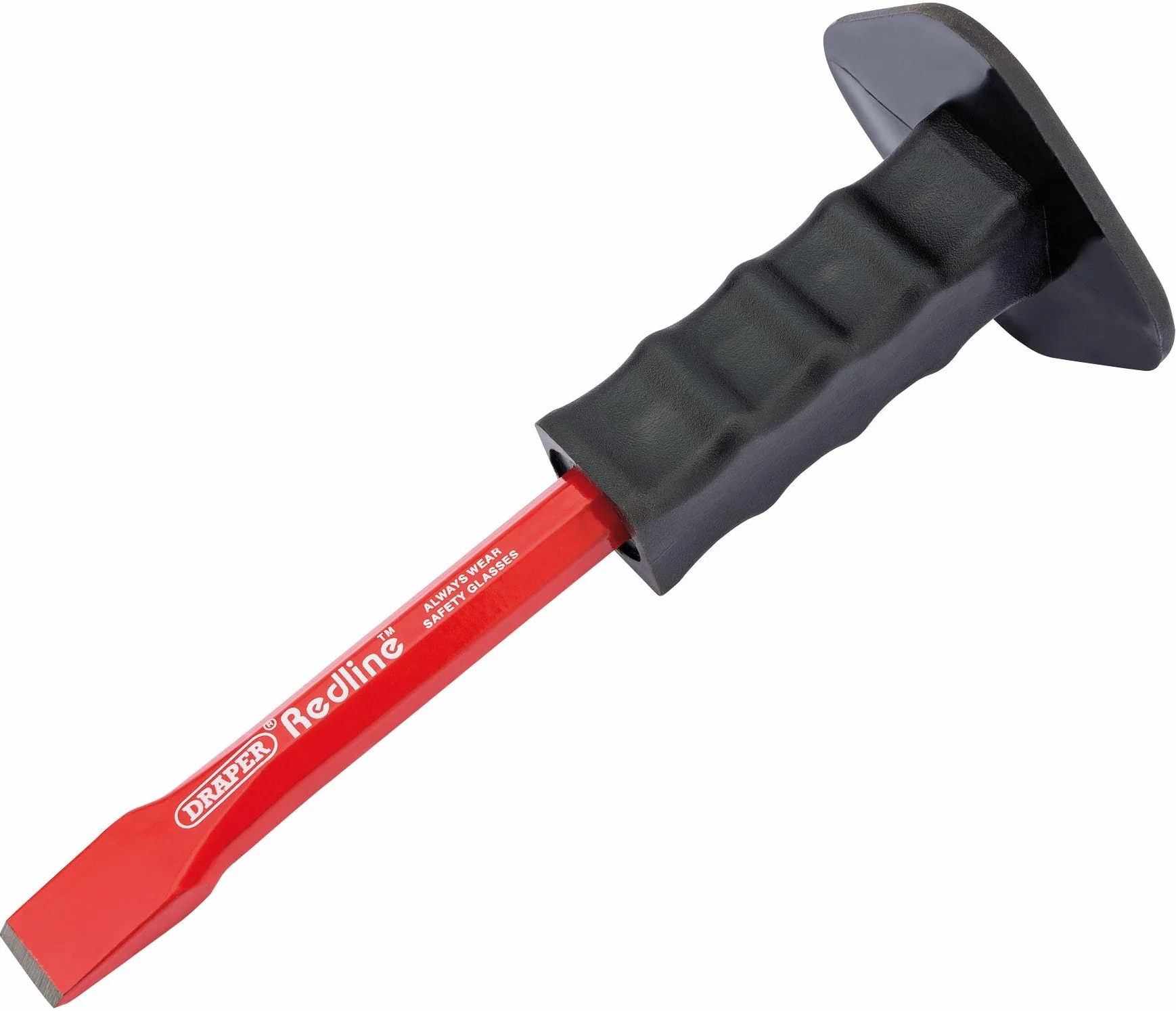 Draper Redline 68653 dłuto na zimno 19 x 250 mm, narzędzia ręczne do obróbki betonu, narzędzie ze stali węglowej, odporny na uderzenia, miękki uchwyt, osłona dłoni, 68653
