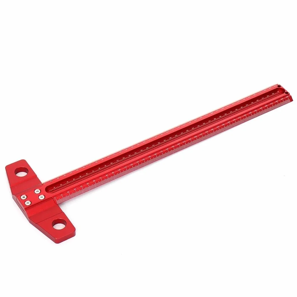 VIDOO Znacznik Linii Stolarski Linijka Typu T Otwory 1mm Stop Aluminium Przymiar do Trasowania-500mm