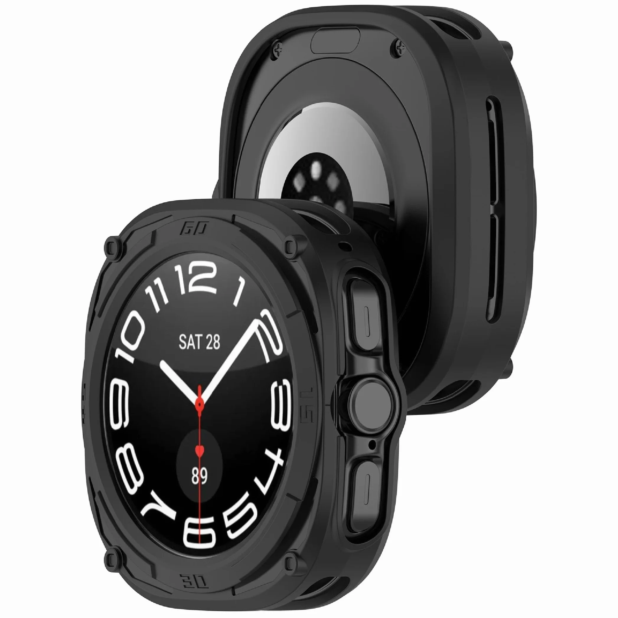GIOPUEY Etui kompatybilne z Samsung Galaxy Watch Ultra 47 mm, miękkie i lekkie, wysokiej jakości silikon TPU, etui ochronne, czarne