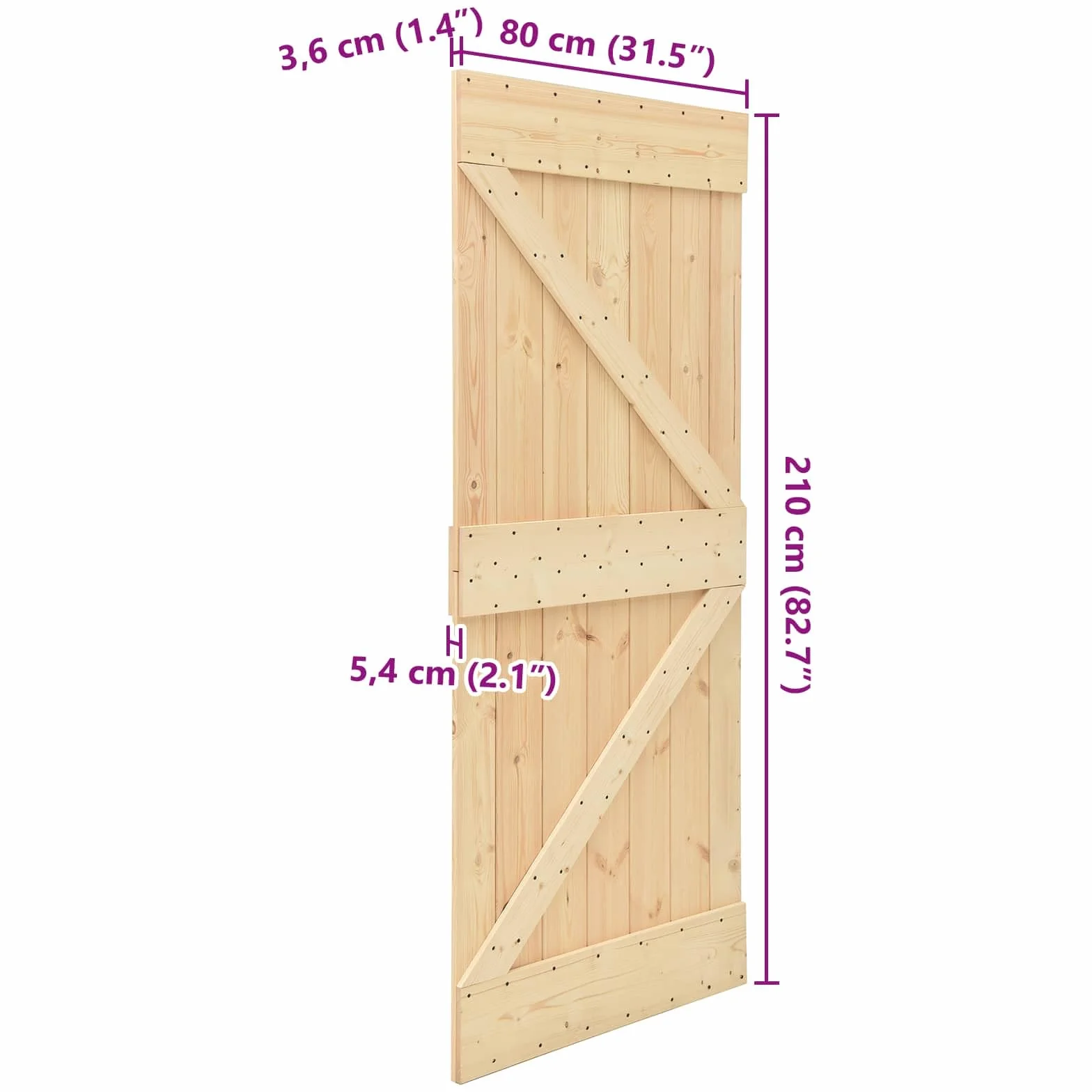 vidaXL Drzwi NARVIK Naturalny 80 x 210 cm Lite Drewno Sosnowe, Nowoczesne, prostokątne drzwi z solidnego sosnowego drewna, oszczędzają miejsce, funkcjonalny podział pokoju