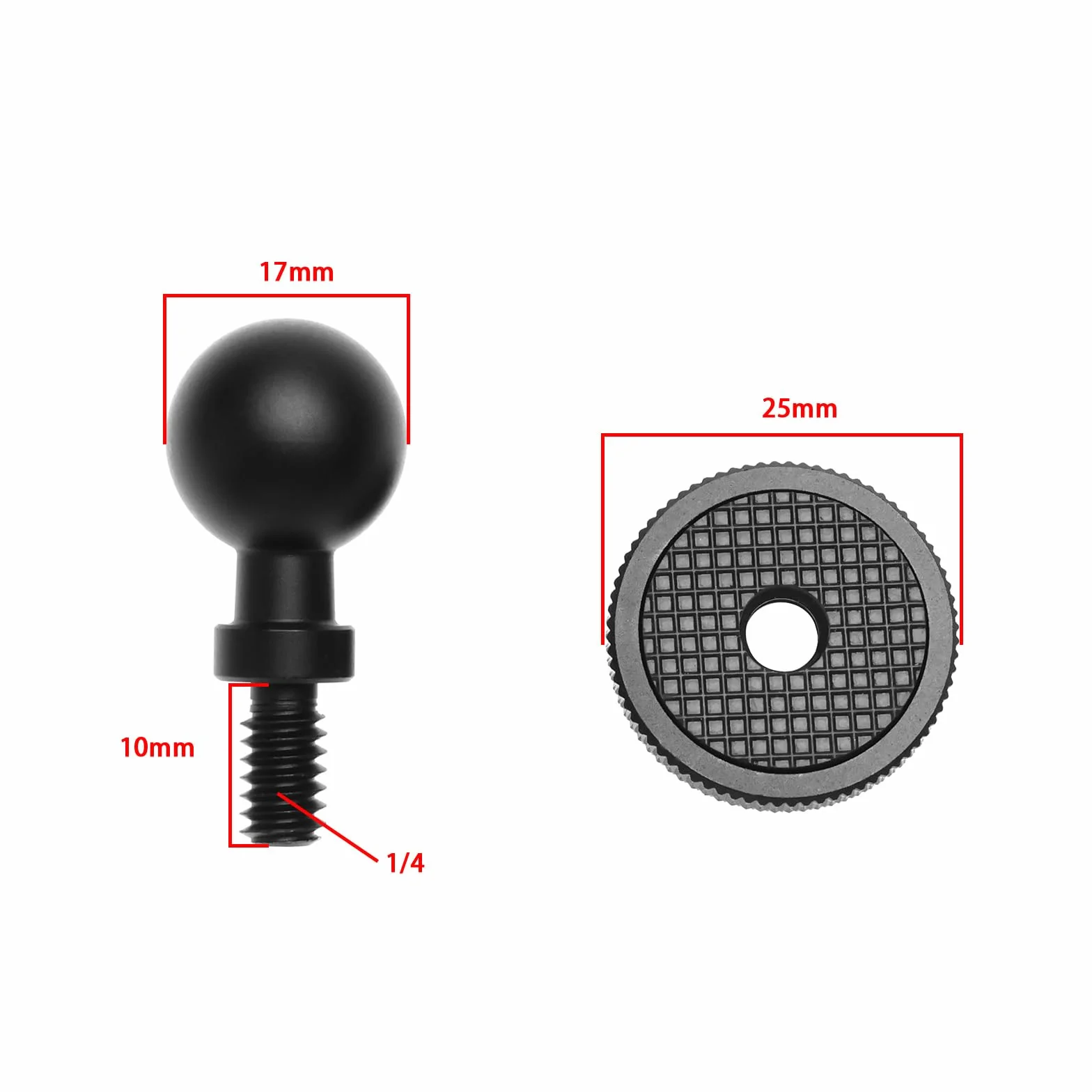 Konwerter głowicy kulowej 17 mm 1/4 do monitora samochodowego GPS telefon uchwyt kulowy wspornik kamery 360°