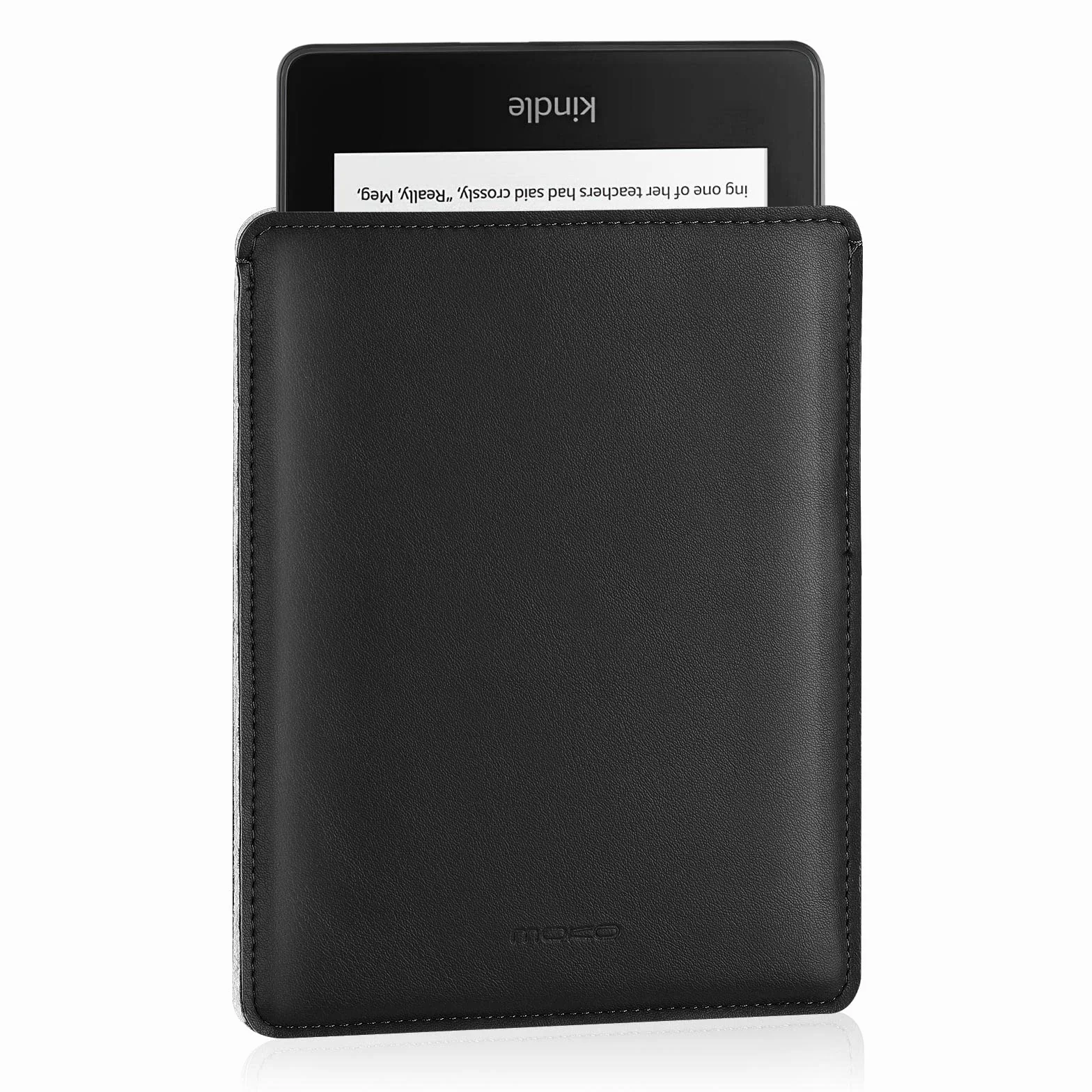 MoKo Sleeve Bag Fits with Kindle Voyage, Kindle Paperwhite 11th Gen 2021, All-new Kindle 2019, Ultra Slim Anti-scratch PU Leather Case Cover Soft Felt Lining Protective Insert Carrying Pouch, Black