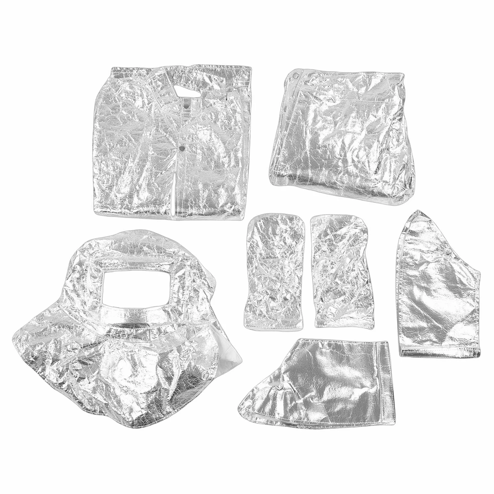 Eujgoov Kombinezon Termoizolacyjny, Ognioodporna odzież Aluminiowa z Hełmem Kurtka Spodnie Rękawiczki Ochraniacze na Buty, dla Pracowników Strażaków 1000-1200 ℃