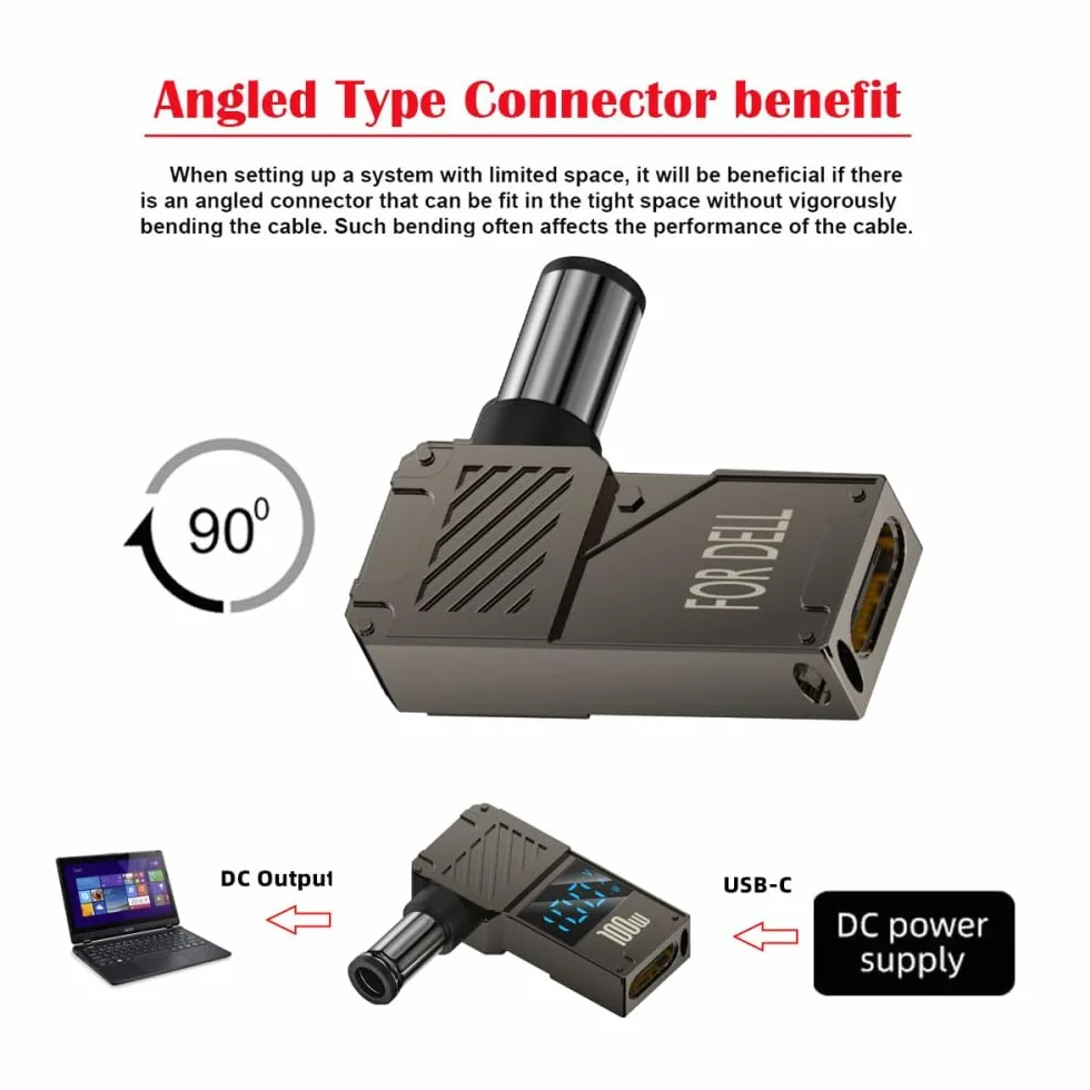 Adapter USB C na DC żeński 7,4x5,0mm Jack DE PD 100W szybkie ładowanie do laptopa