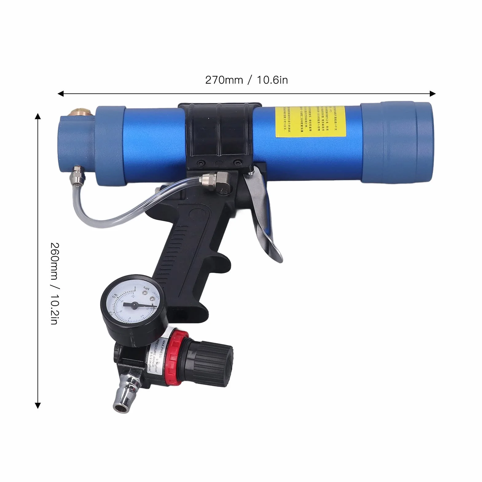 flexman Pistolet do uszczelniania Air Power, 310 ml 1/4 cala, pneumatyczny pistolet do klejenia szkła z manometrem, uszczelniacz powietrzny Zestaw pistoletu do uszczelniania