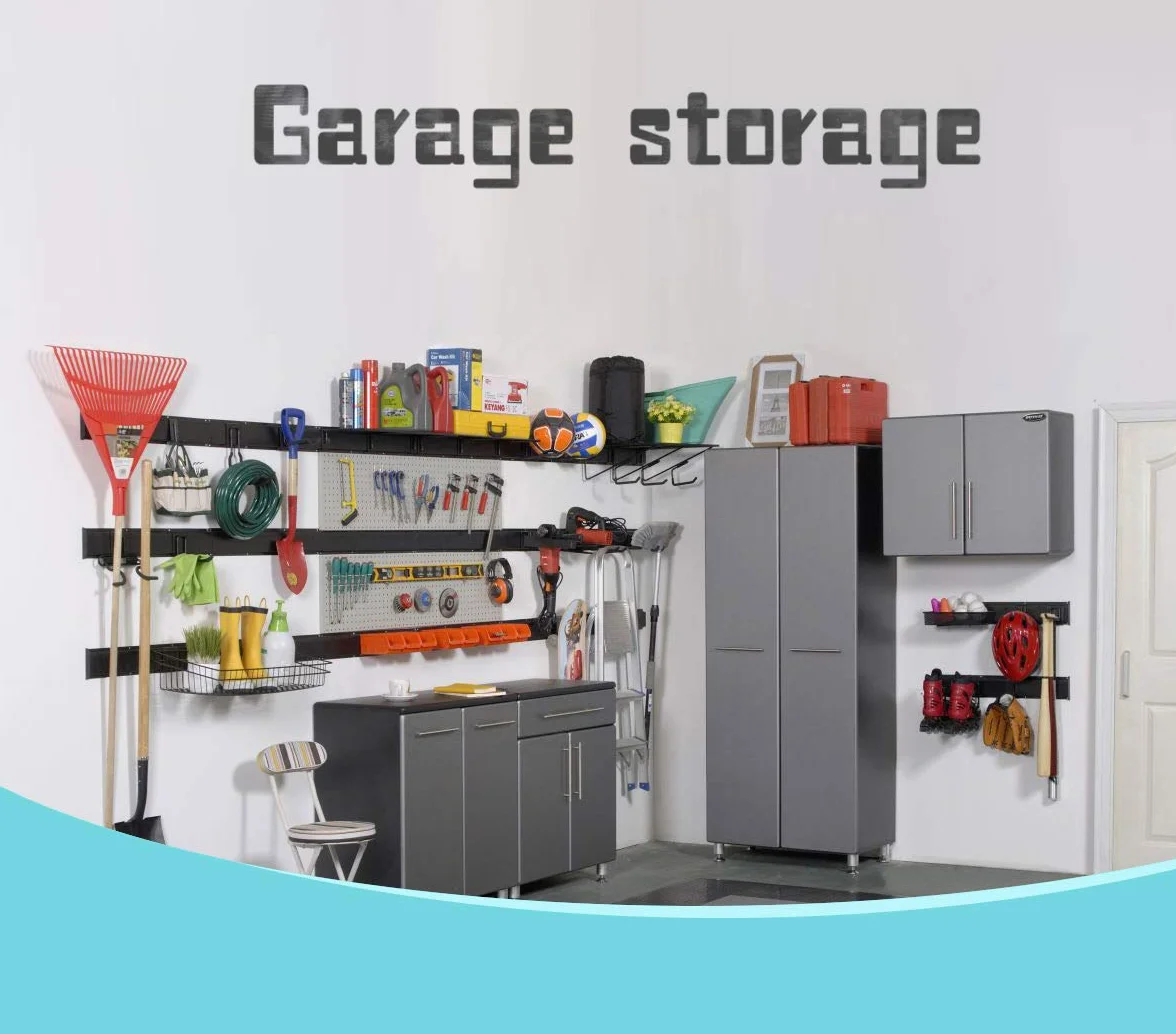 Ultrawall Stojak do przechowywania narzędzi, 13 cm, regulowana organizacja garażu, montowany na ścianie system przechowywania z 9 haczykami, wytrzymały stalowy organizer na narzędzia ogrodowe, uchwyty