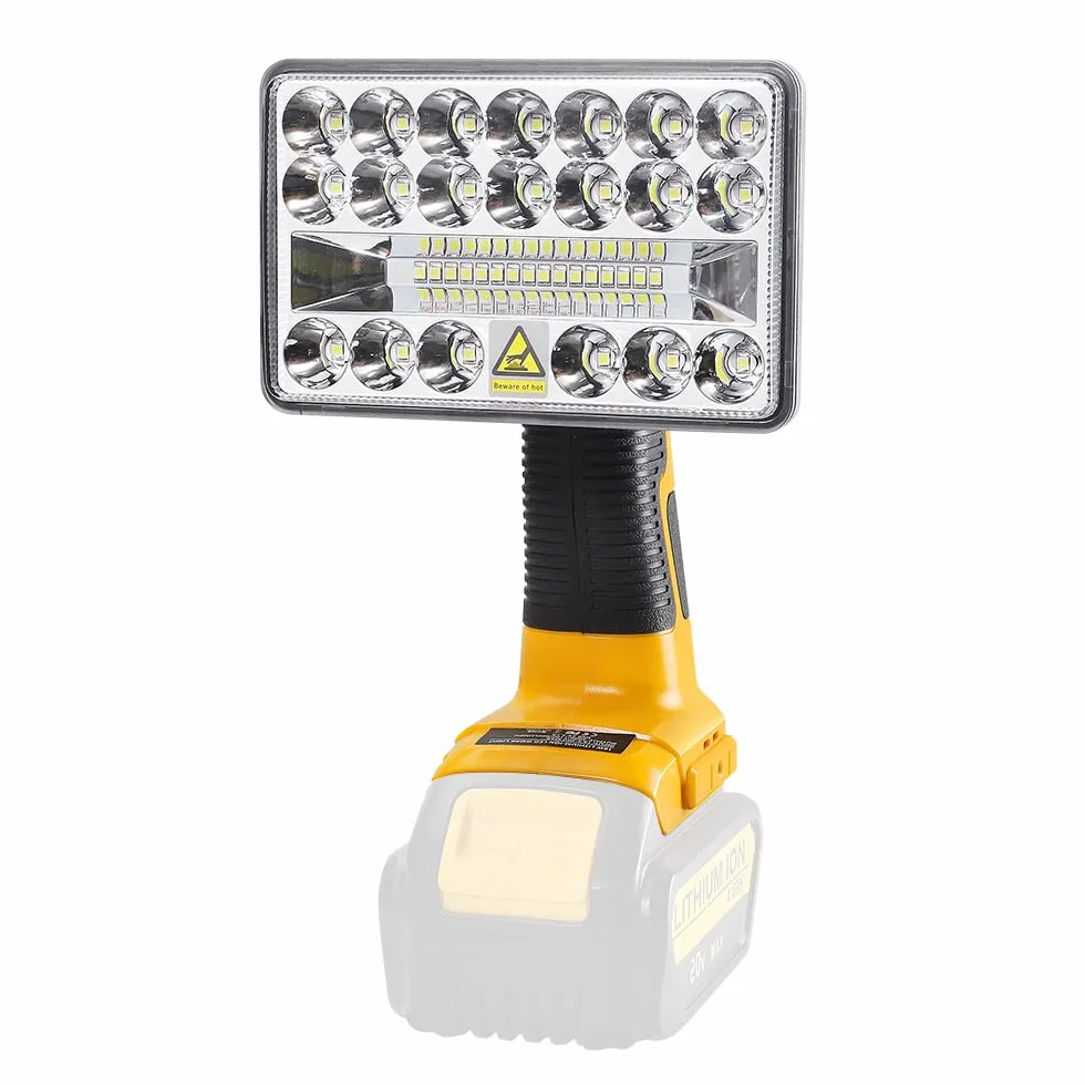 18 W 2000 lm wielofunkcyjne bezprzewodowe światło robocze LED dalekiego zasięgu reflektor z portem USB kompatybilny z baterią litową Dewalt 18 V do latarki zewnętrznej, światła pracy, obozowego (bez baterii)