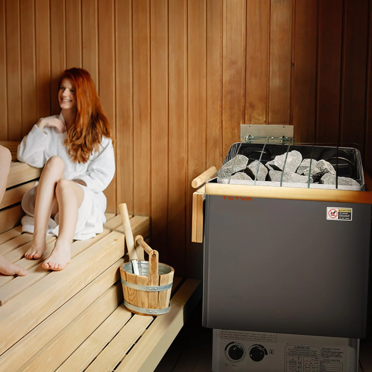 VEVOR Przenośny elektryczny podgrzewacz do sauny 8 kW 400 V 3N z zegarem 3h wbudowany kontroler 110 ° C maks. do sauny 8-12 m³ Hotel Spa prysznic komercyjny użytek komercyjny, kamienie nie są