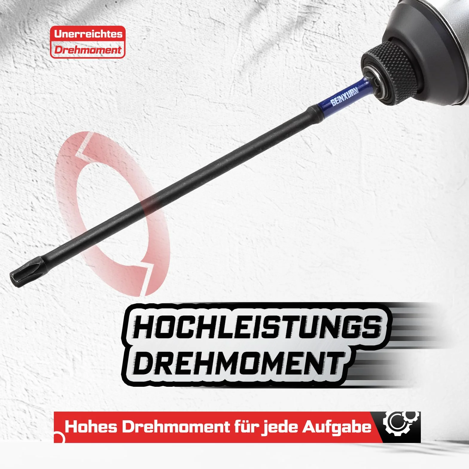 GEINXURN 13-częściowy zestaw bitów udarowych Torx T7-T40 150 mm długości, 1/4 cala trzpień sześciokątny S2 stal stopowa magnetyczne bity napędowe, ultra kod koloru