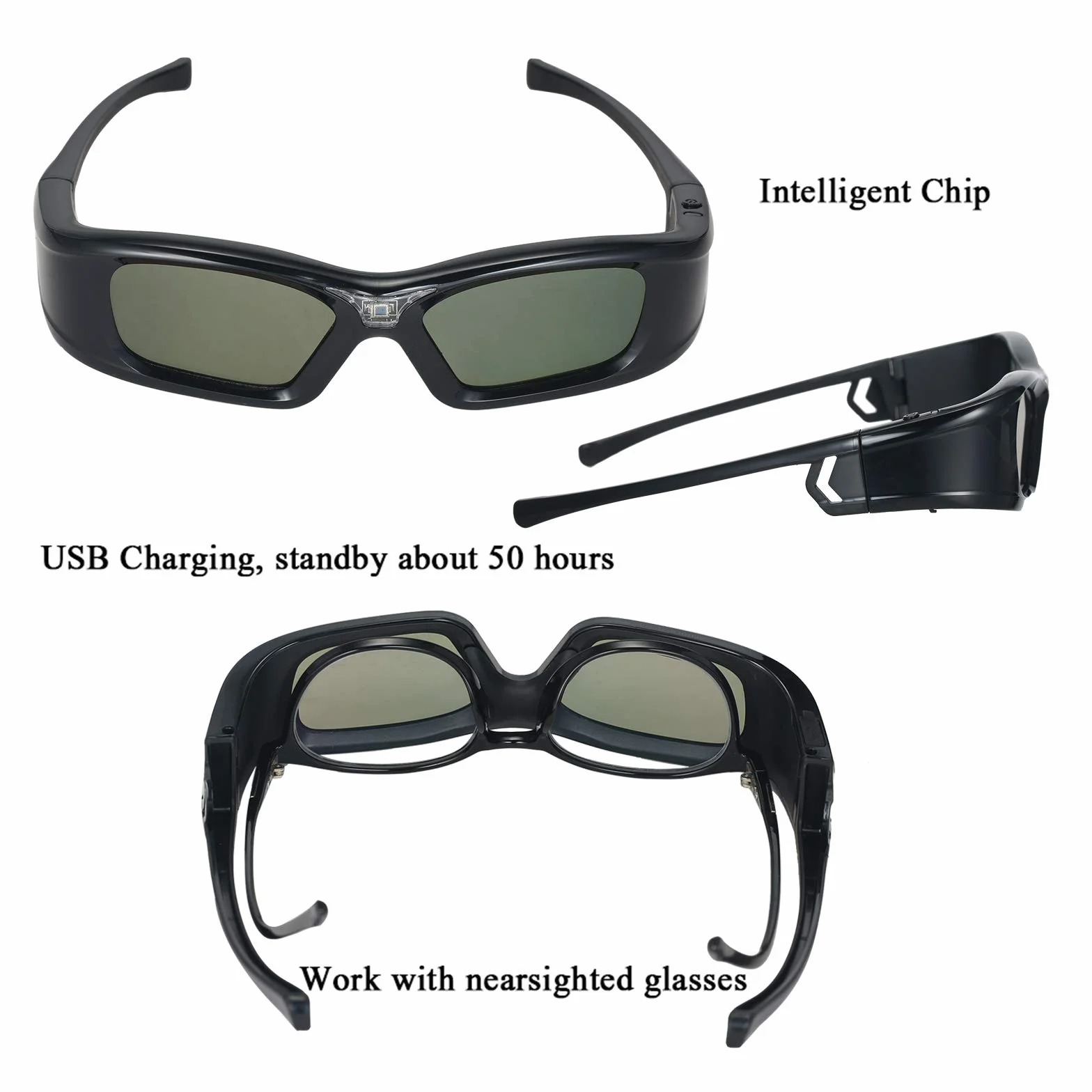 Irfora Okulary 3D, GL410 okulary 3D do projektora Full HD Active DLP Link do Optama DLP Link projektorów