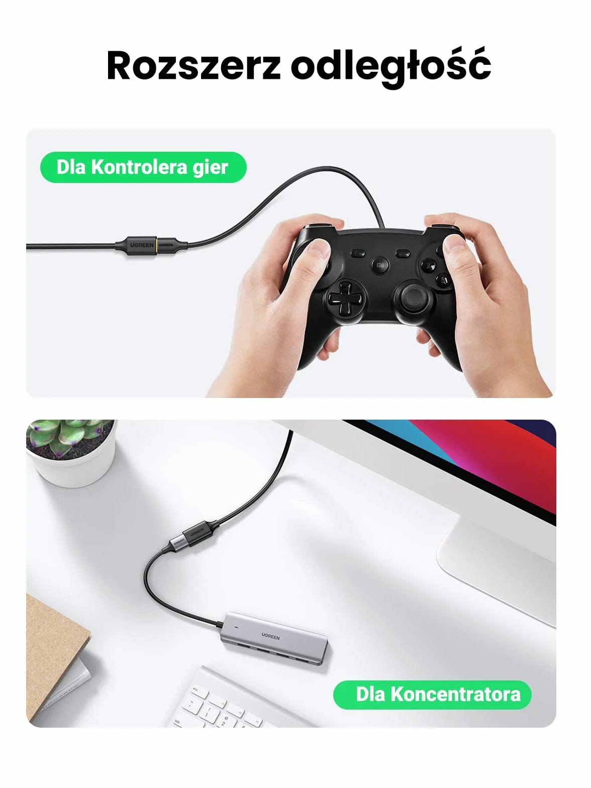 UGREEN USB 3.0 A Przedłużacz Kompatybilny z Czytnikiem Kart, Klawiaturą, Drukarką, Skanerem, Aparatem itp. (3M)