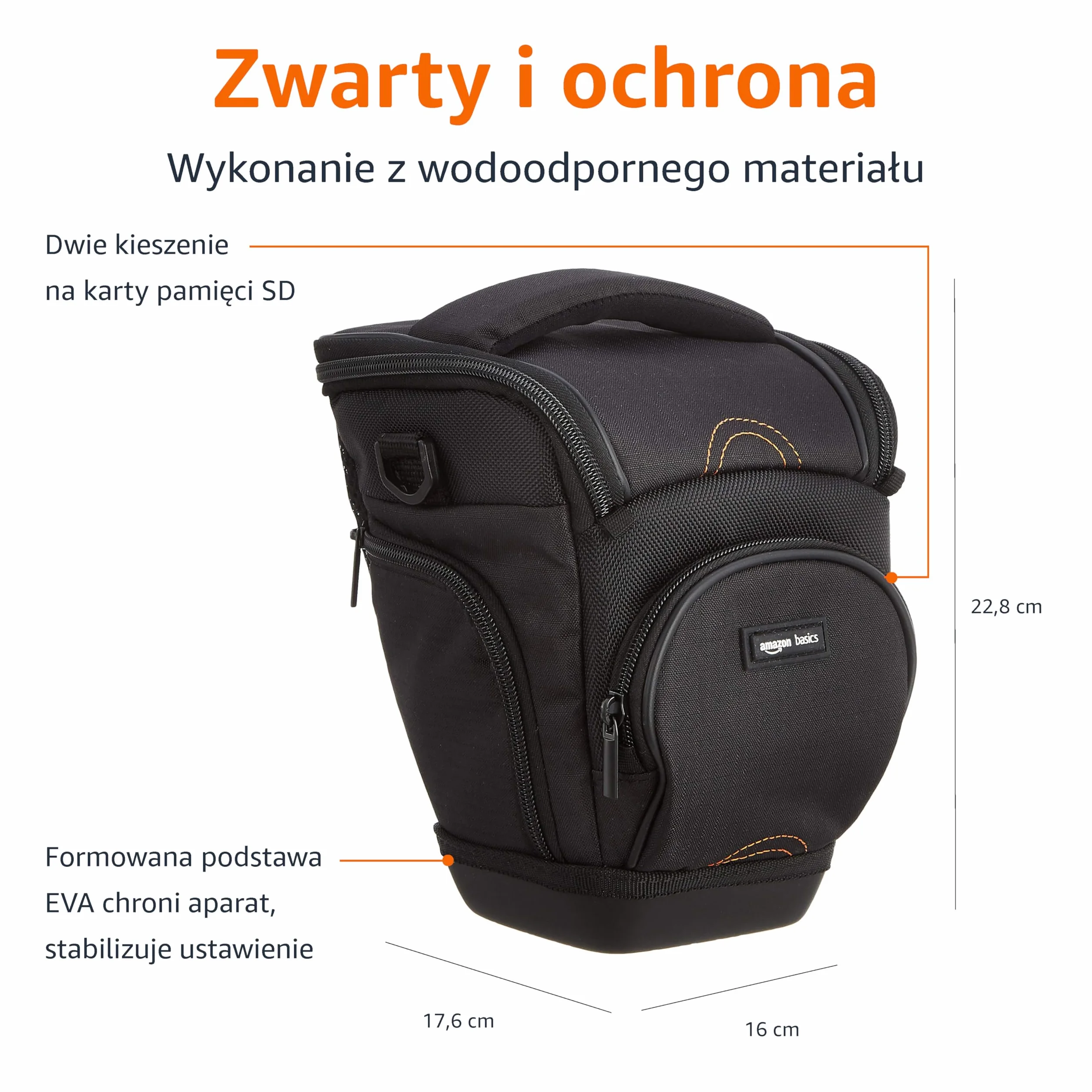 Amazon Basics futerał na ramię do lustrzanki jednoobiektywowej, wodoodporny, odporny na wstrząsy, czarny