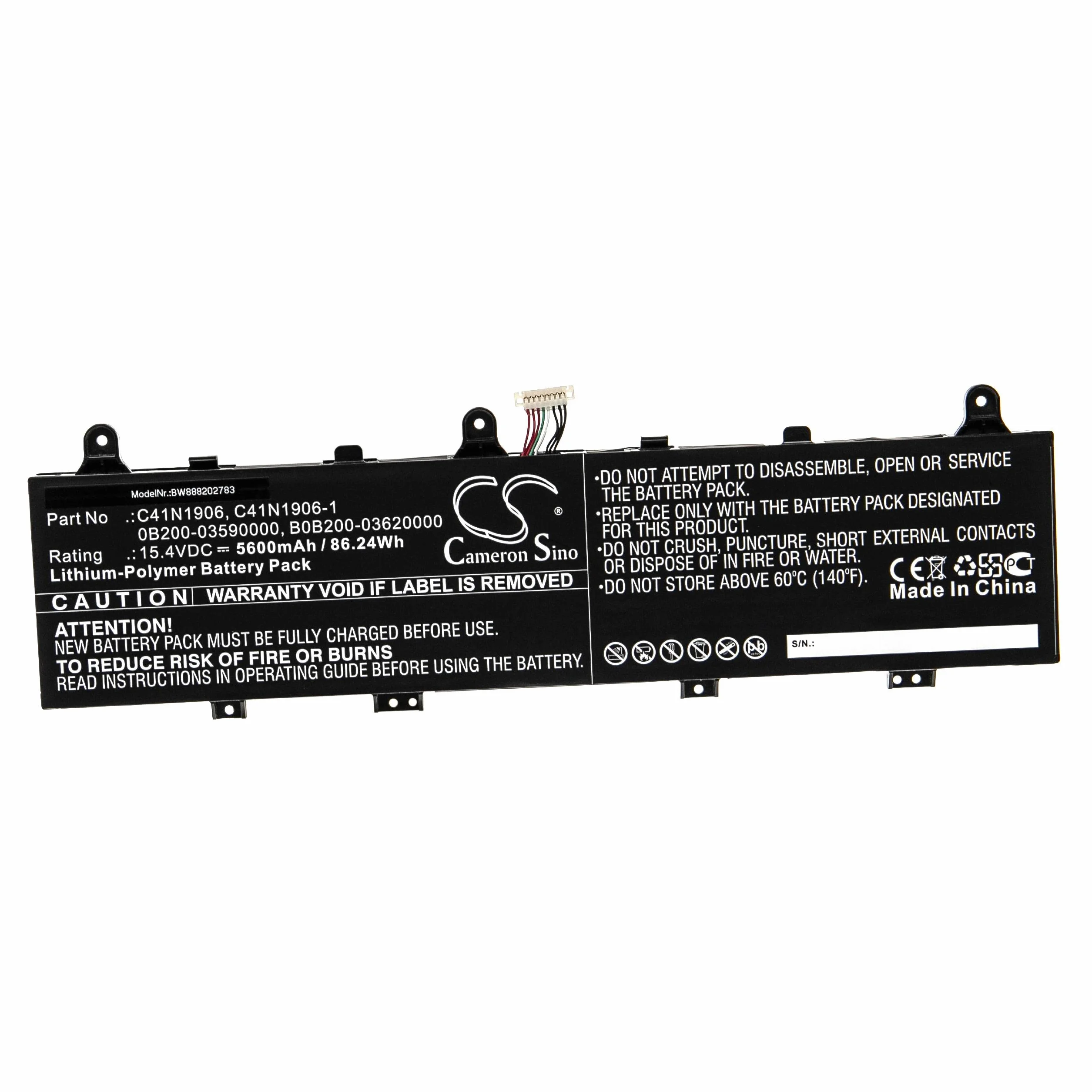 vhbw Akumulator zastępczy do Asus C41N1906-1 notebooka 5600 mAh 15,4 V litowo-polimerowy