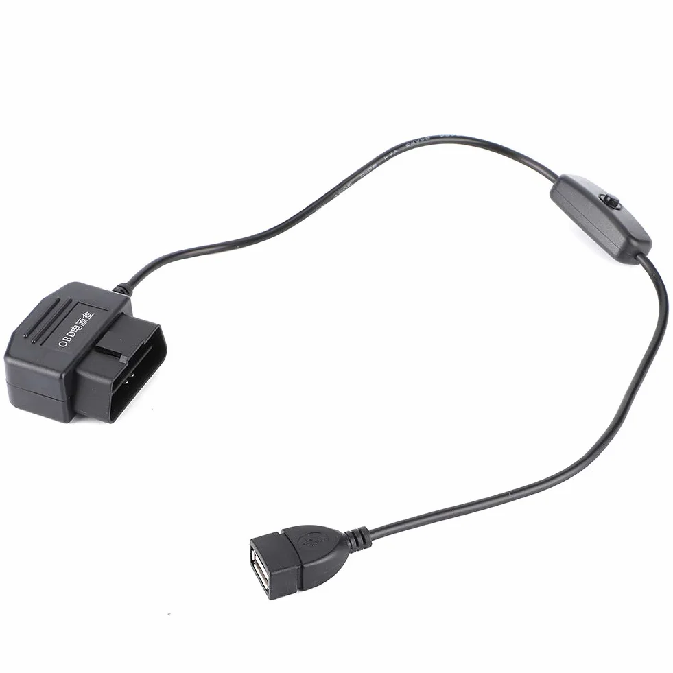 Qiilu USB Power Charging Cable, 2 USB Power Charging Cable 18,7 cala 16-pinowa ładowarka do samochodowego DVR GPS Camera