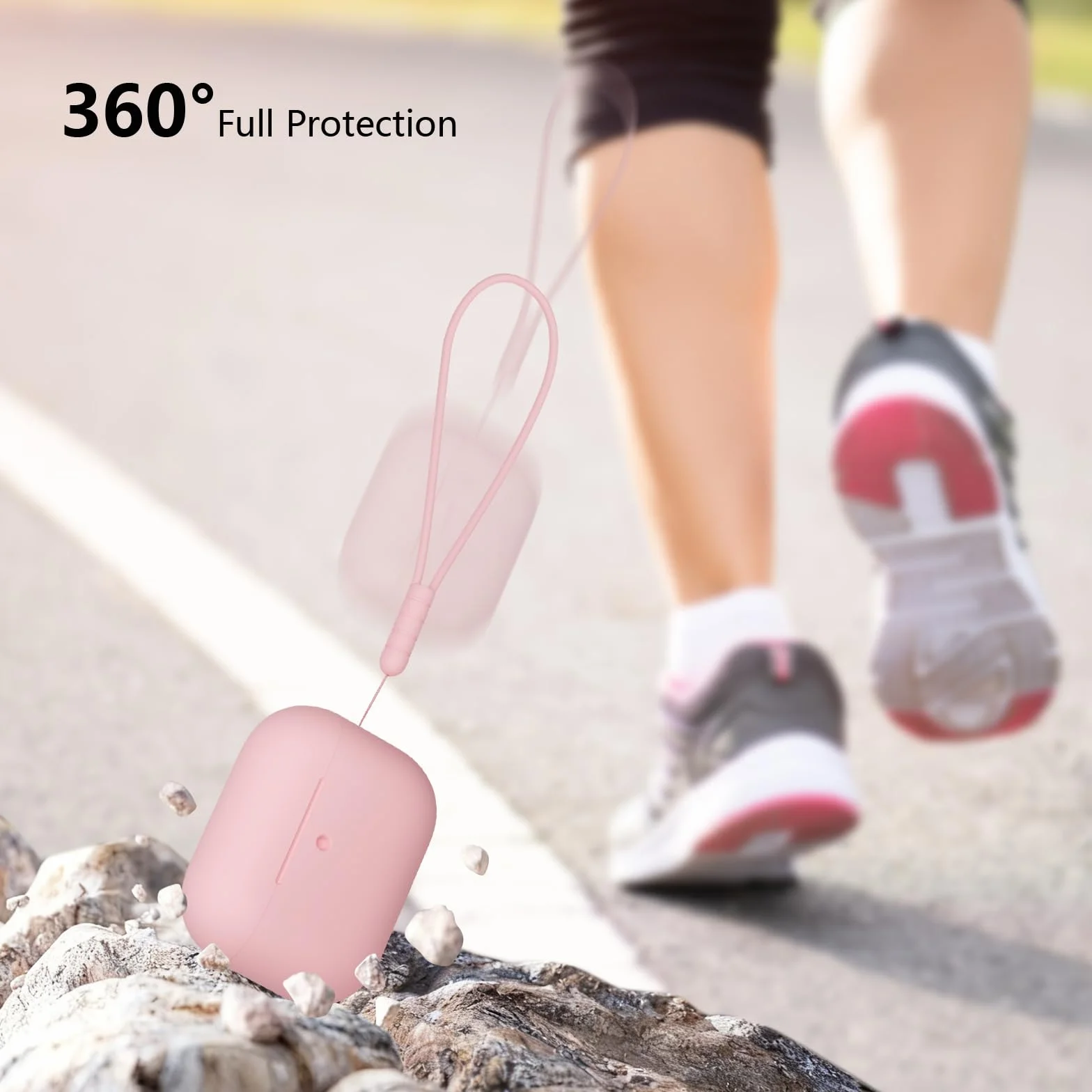 Etui ochronne do AirPods Pro 3 generacji, silikonowe z paskiem, różowe