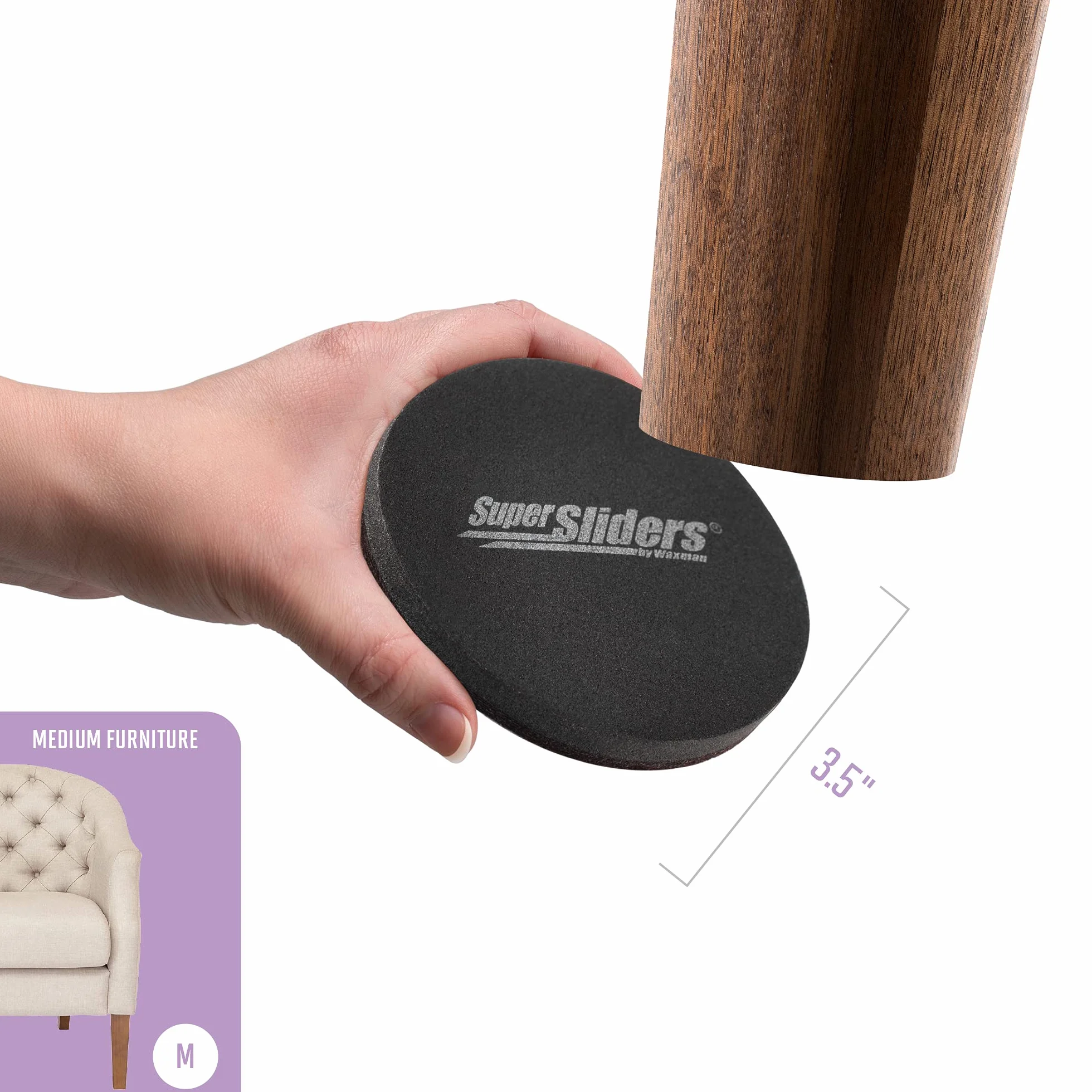 Super Sliders 4733444N Podłoga z twardego drewna wielokrotnego użytku Meble przesuwne suwaki 8,7 cm (3 1/2"), len, opakowanie ekonomiczne