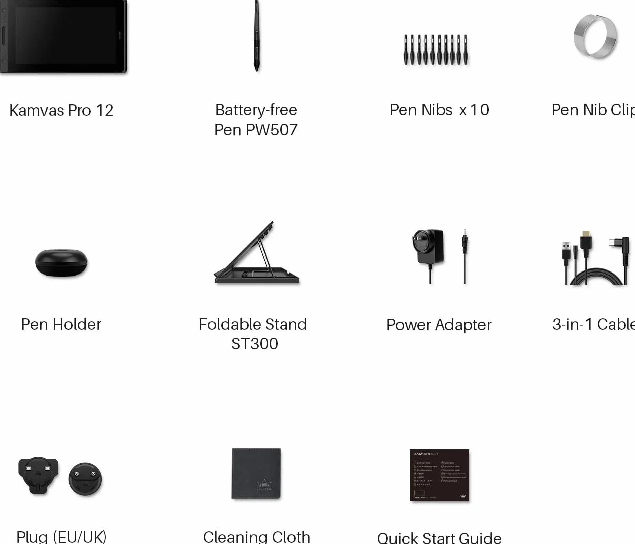 Huion KAMVAS Pro 12 tablet do rysowania, 29.5 cm, w pełni laminowany monitor graficzny, z długopisem bez baterii i regulowanym stojakiem, idealny do pracy w domu i nauki zdalnej