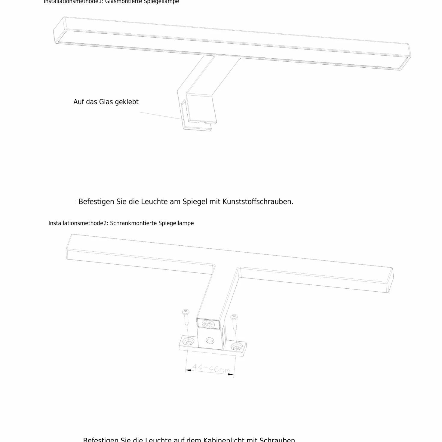 LIGHTWORLD24 Welt der Lichter Lampa LED do lustra I lampa łazienkowa I oświetlenie do makijażu I łazienka I lampa do zabudowy I oświetlenie szafy I lampa zaciskowa I 230V I 550lm I IP44 I 30cm I 5W