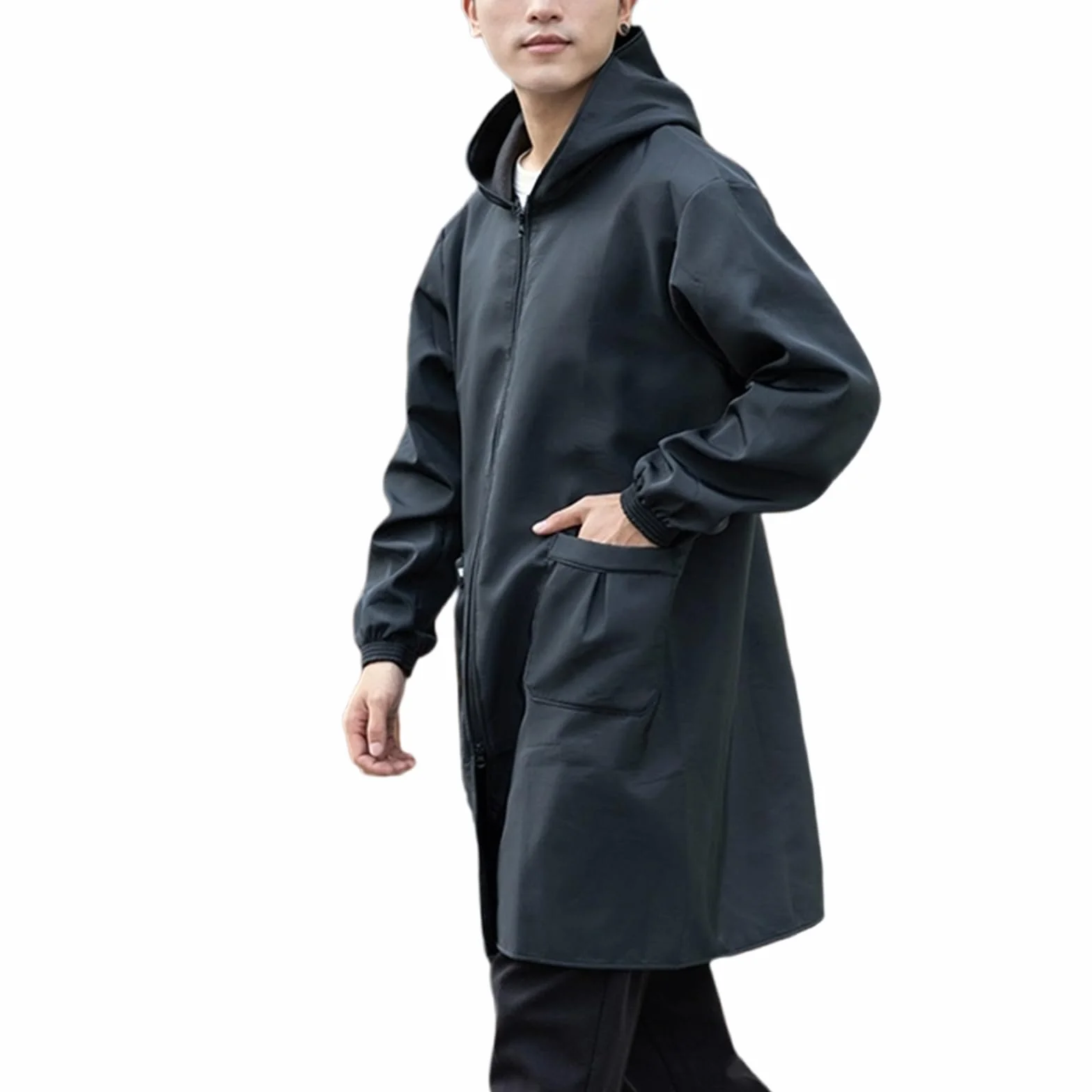Fartuchy robocze z kieszeniami, regulowane fartuchy kuchenne, długi rękaw, damskie, męskie, 4XL, niebieskie (czarne 4XL)