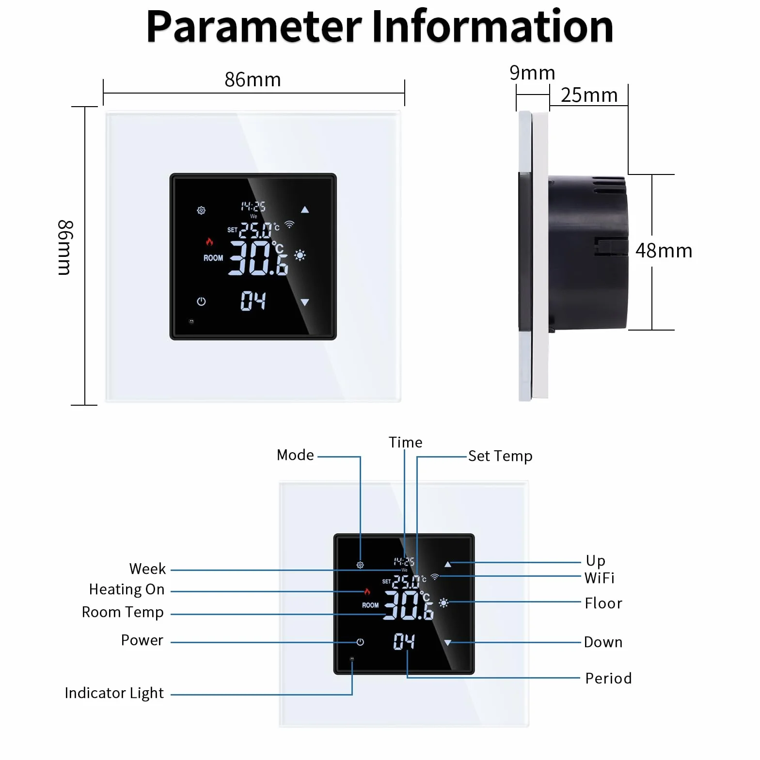 JIMEIDA Inteligentny termostat, biała komora grzewcza podłogowa z Alexa Echo, Google Assistant, komora stałej temperatury do ogrzewania elektrycznego i regulacji temperatury ogrzewania