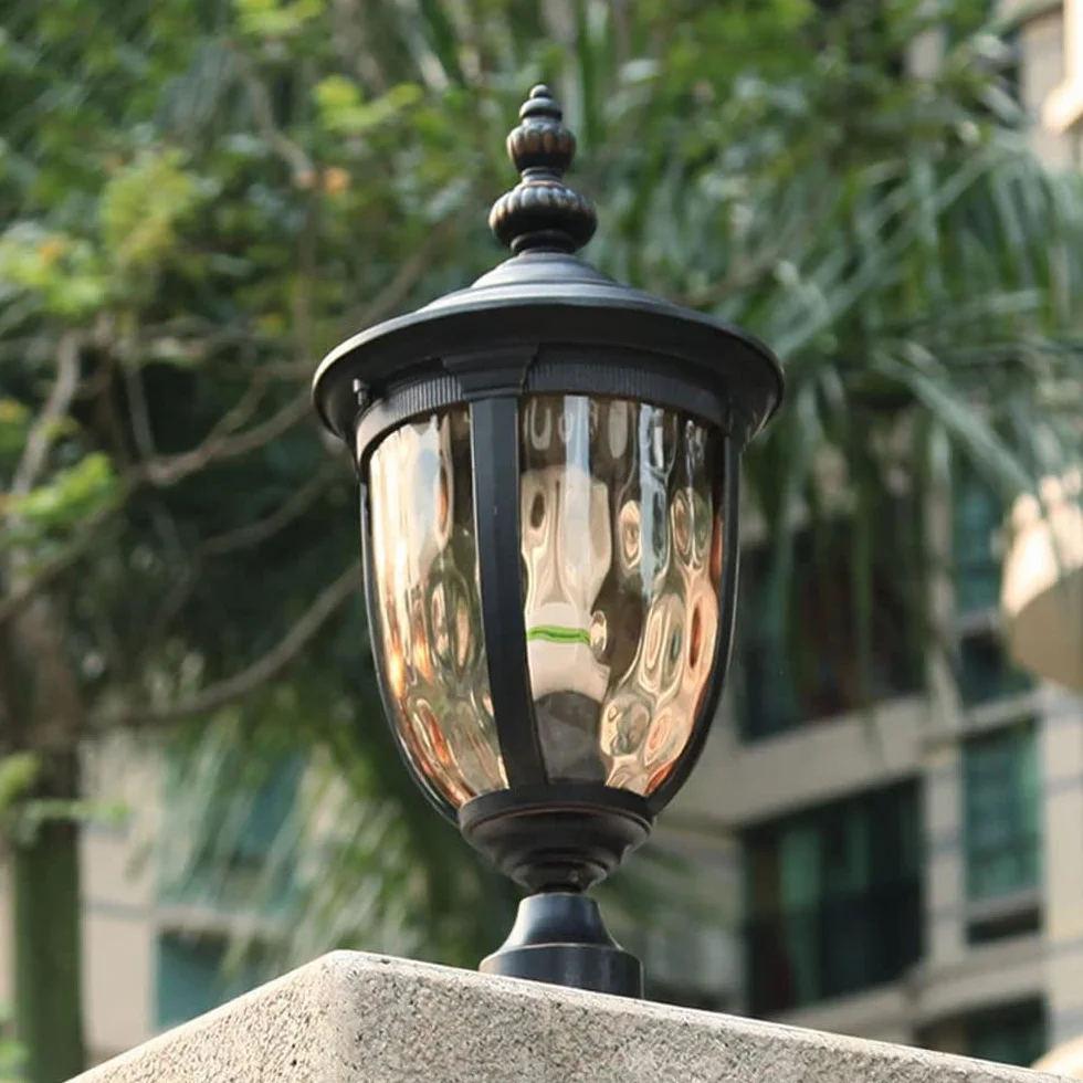 Lampy solarne, Wodoodporna Aluminiowa Obudowa I Szklana Lampa Słupkowa Nowoczesna Ogrodzeniowa(25cm)