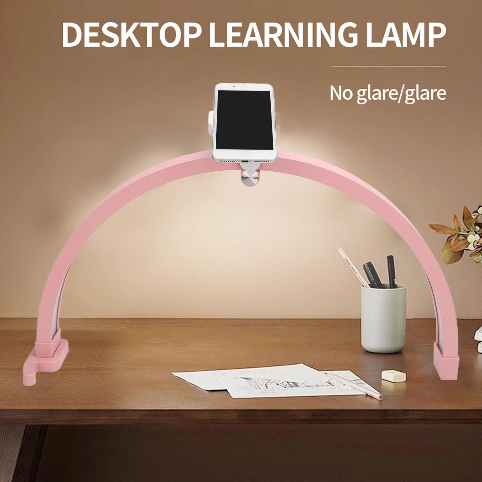 22-calowa Lampka LED do Manicure Half Moon Beauty z Klipsem do Telefonu, Biurkowa do Paznokci 20 W 3200–5600 K 1500 Lm, Lampka na Biurko do Tatuażu Lash Tech, do
