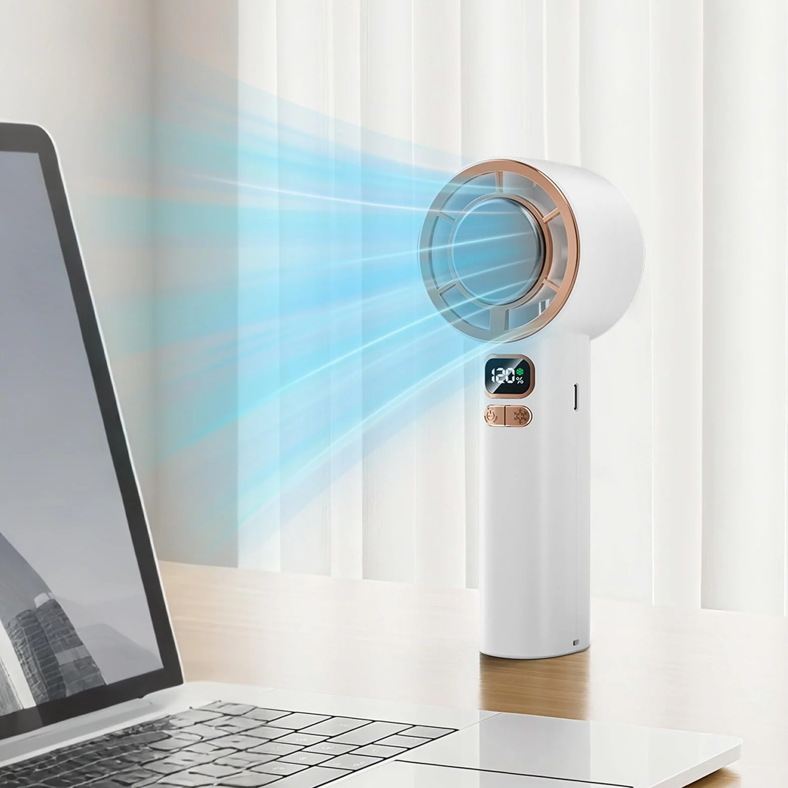 Przenośny wentylator USB 6 biegów, biały