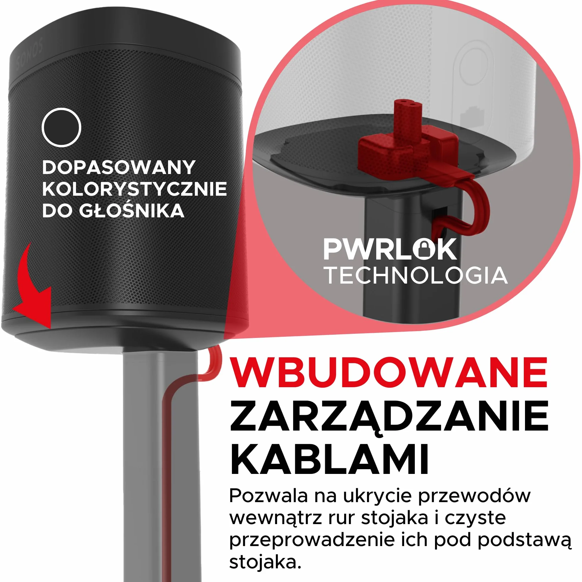 ERA100 Stojak na Podłogę Czarny 2szt Kompatybilny z Sonos One Play:1 One Gen 2 One SL ERA 100 Sound Bass UK Zestaw podwójny