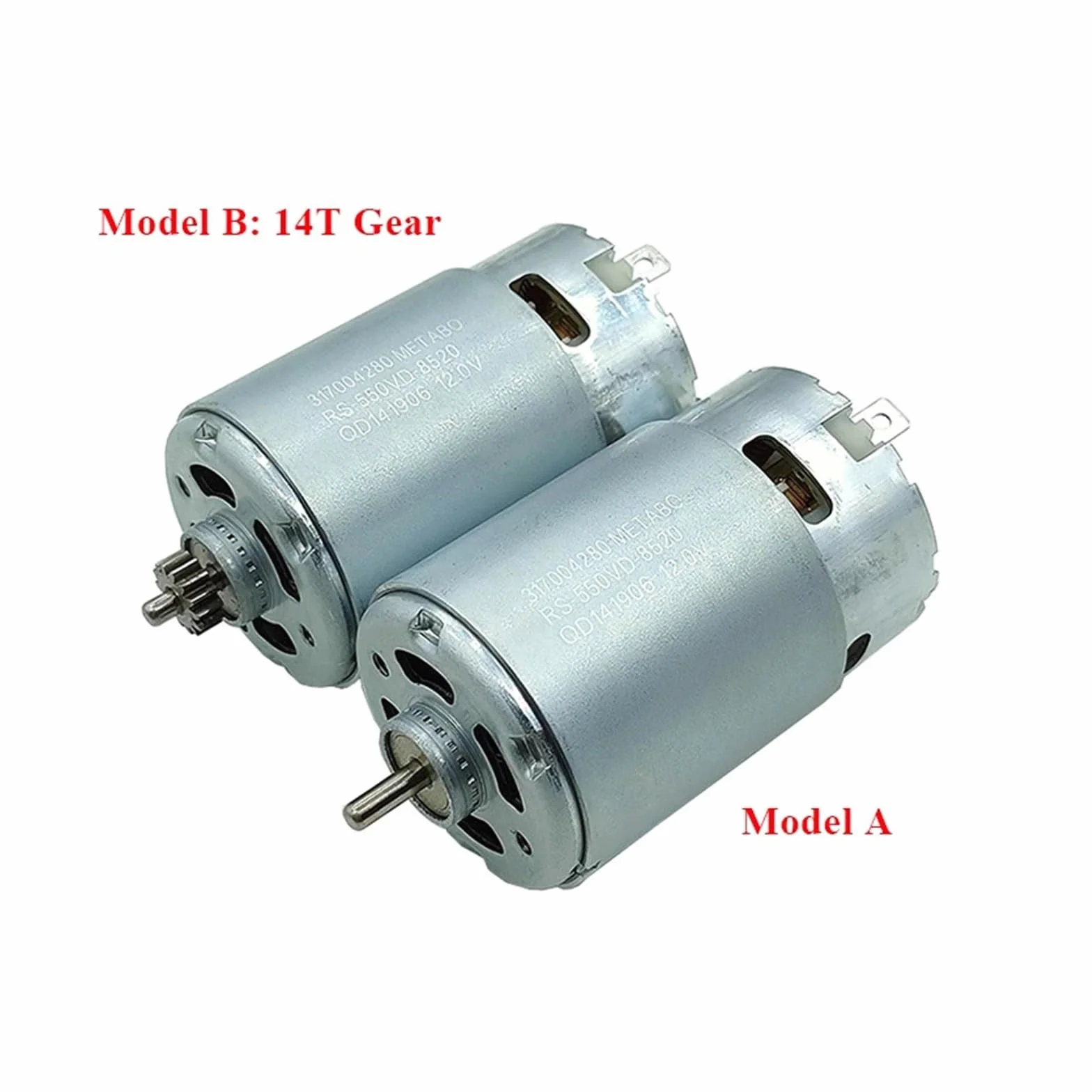 Silnik mocy 22000 obr./min RS-550 12 V Szczotka węglowa do narzędzi ogrodniczych(MODEL B 14T GEAR_12V)