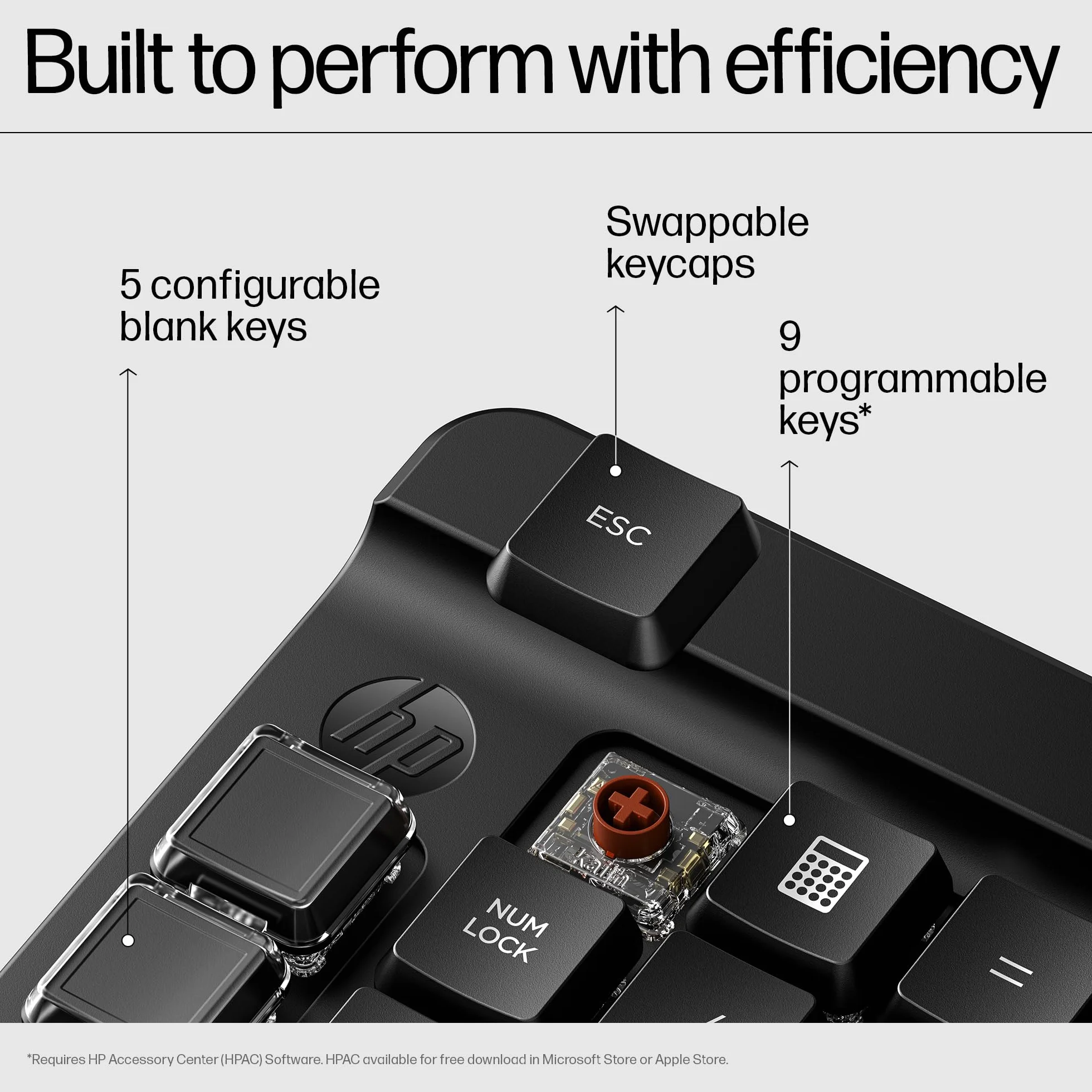 HP 430 programowalna klawiatura bezprzewodowa, połączenie Bluetooth 5.3, gwarantowana 50 milionów ciśnień, kompatybilna z Windows 10, 11, macOS i ChromeOS, czarna