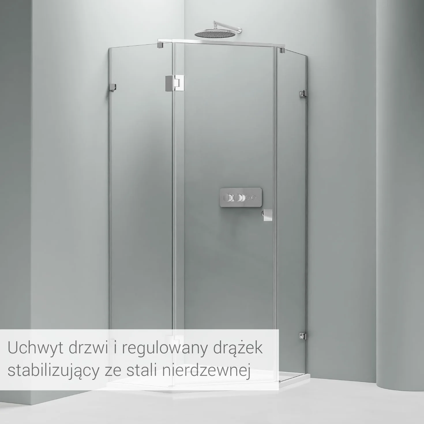 Kabina prysznicowa pięciokątna NANO prawdziwe szkło EX415-90x90x195cm