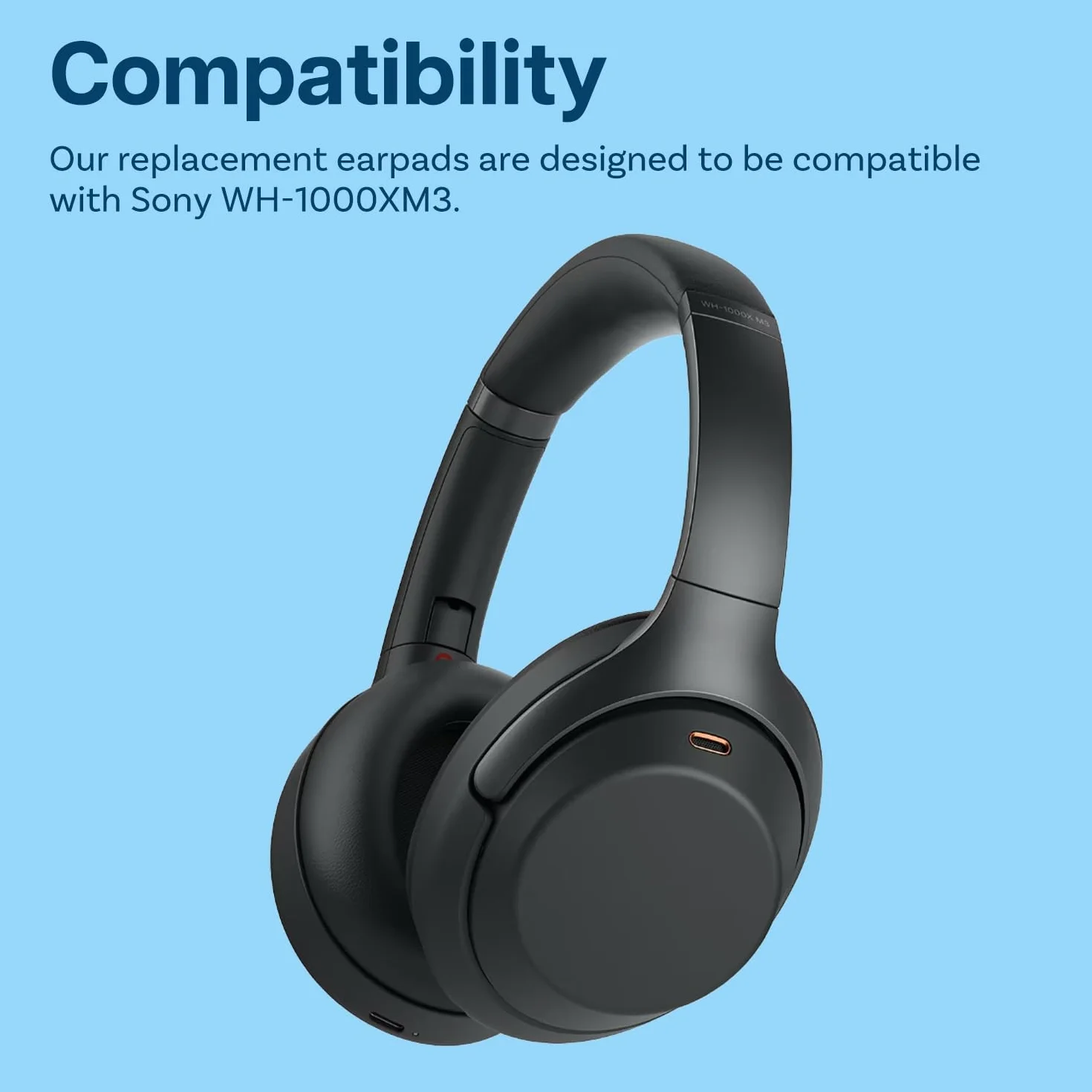 Sony WH-1000XM3 Nausznik Słuchawek Noise Cancelling Memory Foam Protein PU Wymienna Poduszka Uszu Czarny