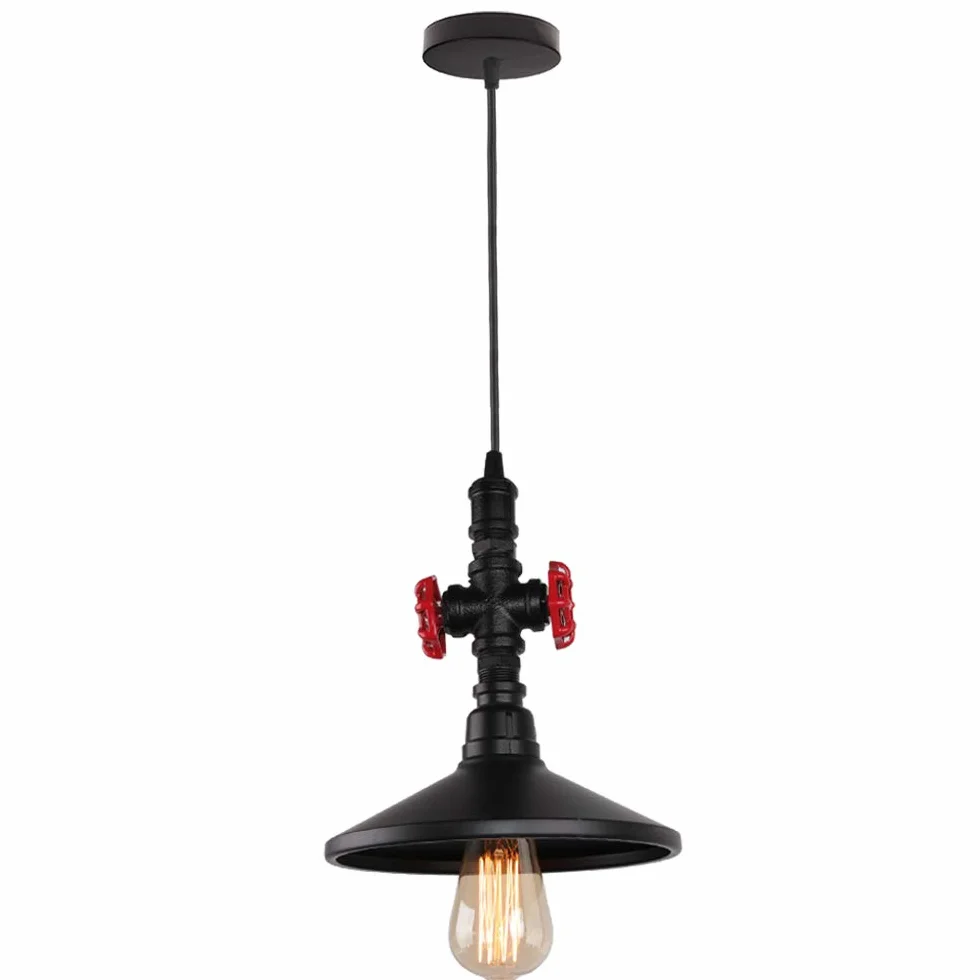 iDEGU Lampa wisząca przemysłowa, żyrandol sufitowy, styl art deco, do kawiarni, baru, restauracji, kuchni (styl kapelusza - czarny)